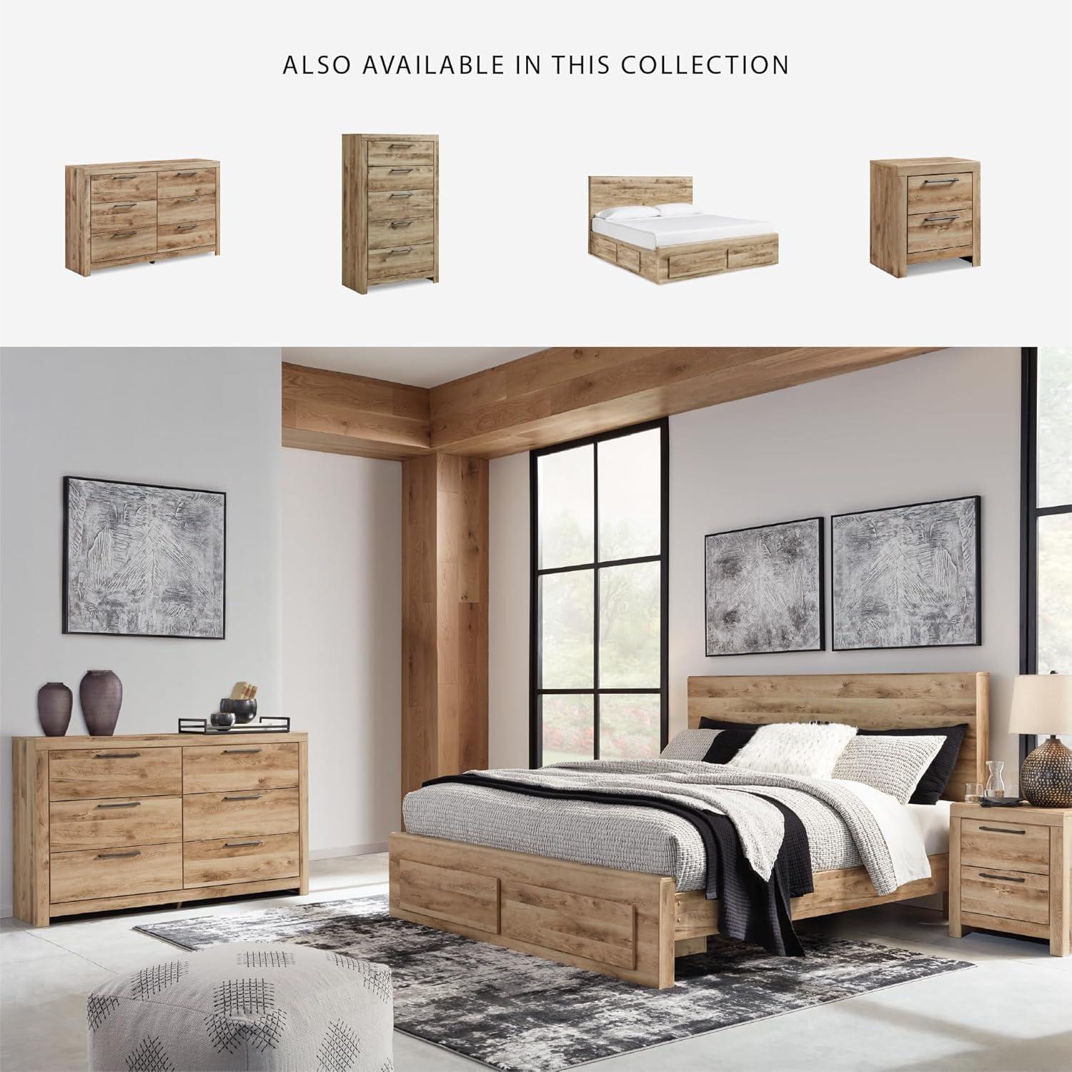 imageSignature Design by Ashley Drystan 6 Drawer Dresser Largescale Hardware Smoothgliding Drawers Wood 587quot W x 1531quot D x 3646quot H Weatherworn BrownLight Brown