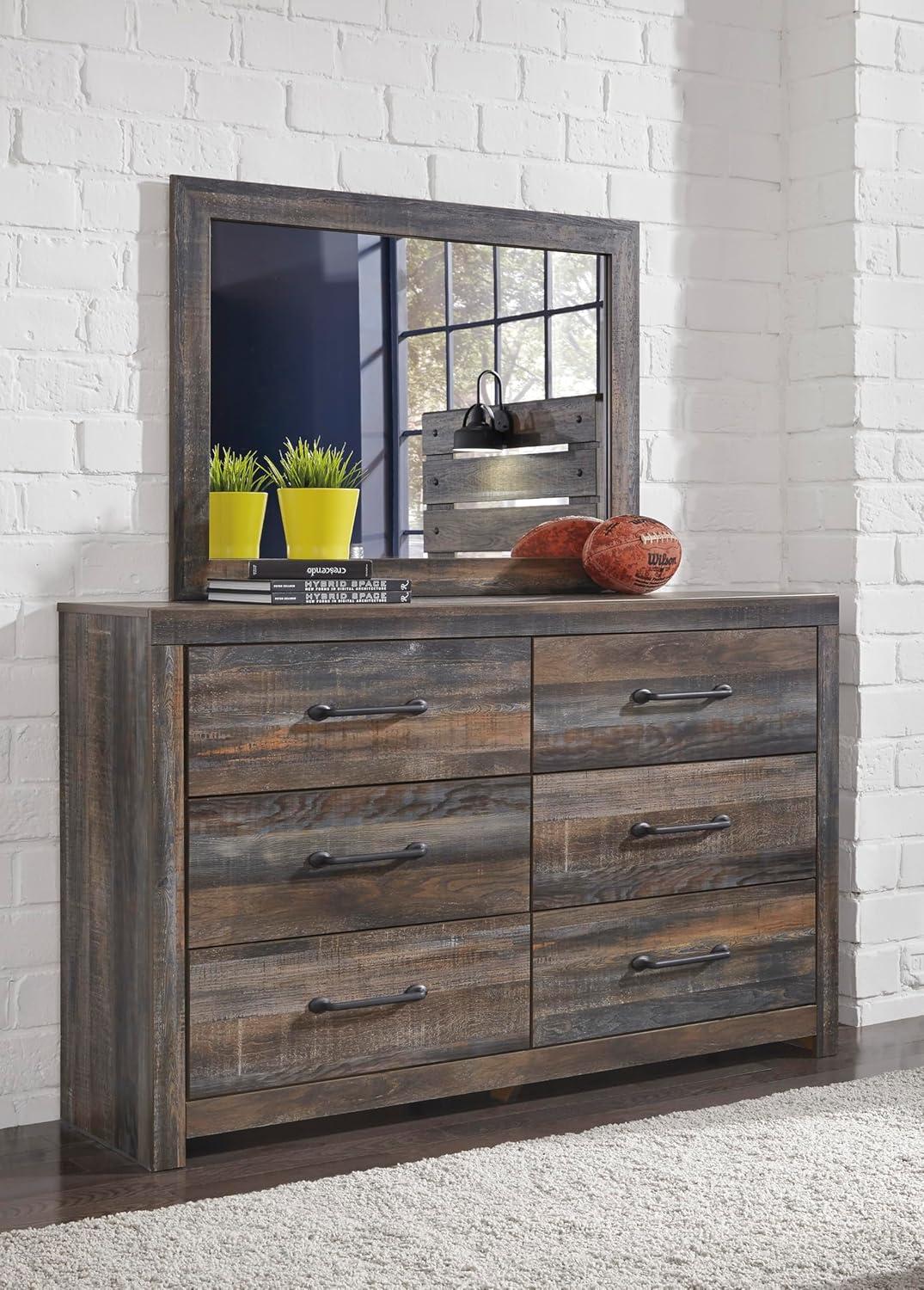 imageSignature Design by Ashley Drystan 6 Drawer Dresser Largescale Hardware Smoothgliding Drawers Wood 587quot W x 1531quot D x 3646quot H Weatherworn BrownPlanked Brown