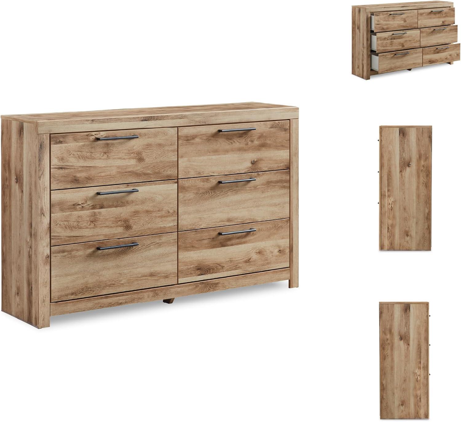 imageSignature Design by Ashley Drystan 6 Drawer Dresser Largescale Hardware Smoothgliding Drawers Wood 587quot W x 1531quot D x 3646quot H Weatherworn BrownLight Brown