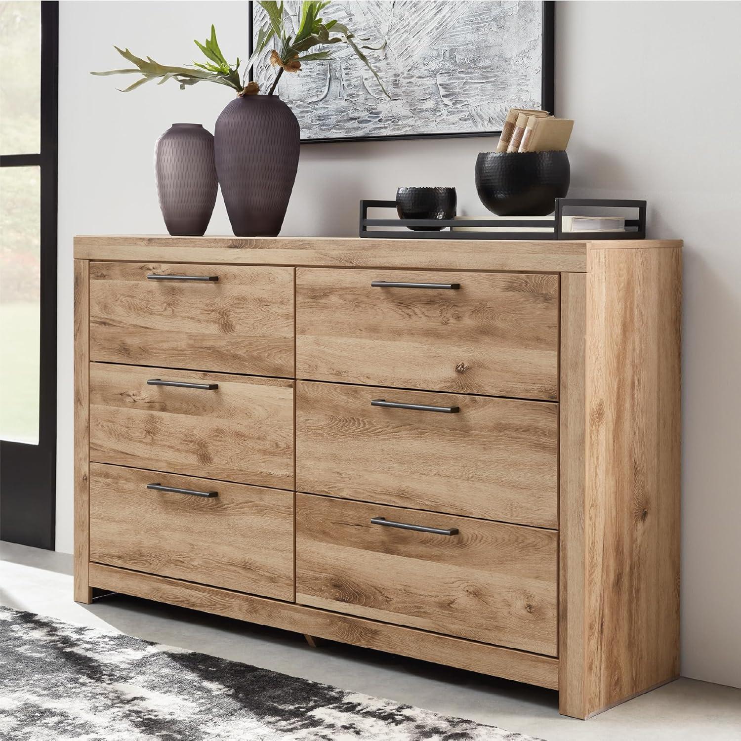 imageSignature Design by Ashley Drystan 6 Drawer Dresser Largescale Hardware Smoothgliding Drawers Wood 587quot W x 1531quot D x 3646quot H Weatherworn BrownLight Brown
