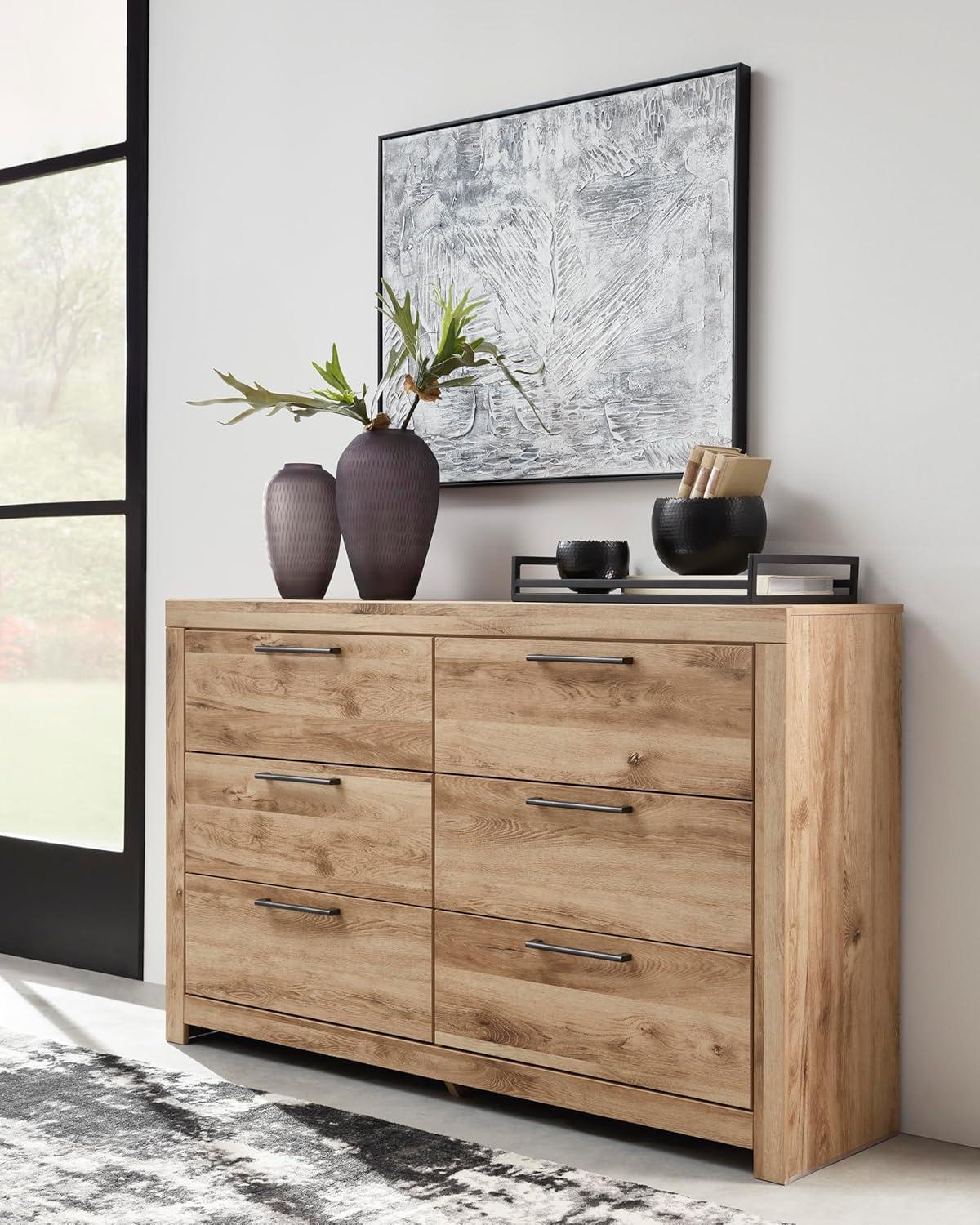 imageSignature Design by Ashley Drystan 6 Drawer Dresser Largescale Hardware Smoothgliding Drawers Wood 587quot W x 1531quot D x 3646quot H Weatherworn BrownLight Brown