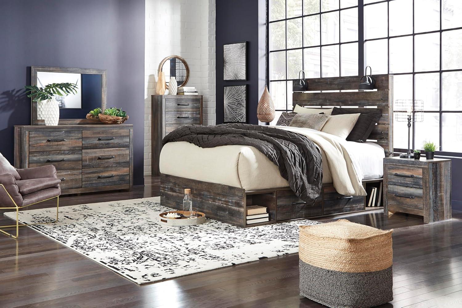 imageSignature Design by Ashley Drystan 6 Drawer Dresser Largescale Hardware Smoothgliding Drawers Wood 587quot W x 1531quot D x 3646quot H Weatherworn BrownPlanked Brown
