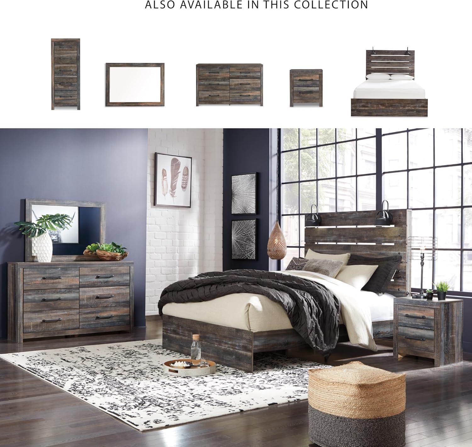 imageSignature Design by Ashley Drystan 6 Drawer Dresser Largescale Hardware Smoothgliding Drawers Wood 587quot W x 1531quot D x 3646quot H Weatherworn BrownPlanked Brown