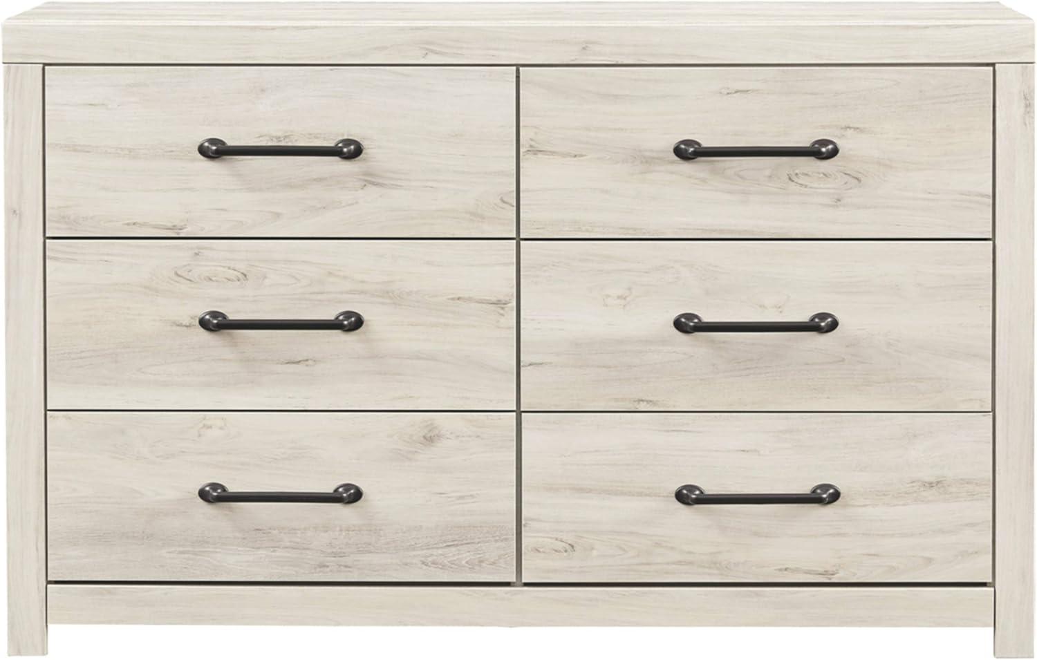 imageSignature Design by Ashley Drystan 6 Drawer Dresser Largescale Hardware Smoothgliding Drawers Wood 587quot W x 1531quot D x 3646quot H Weatherworn BrownWhitewash