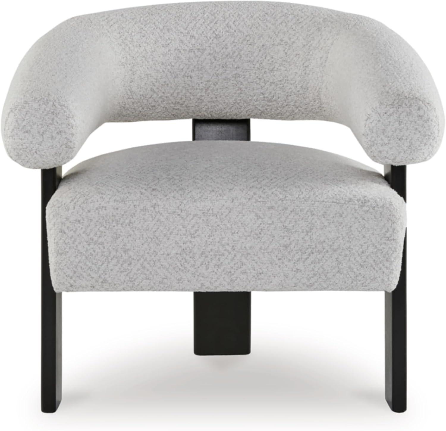 imageSignature Design by Ashley Dultish Modern Upholstered Accent Chair with Barrel Back and Rounded Arms Light Gray ampamp Black