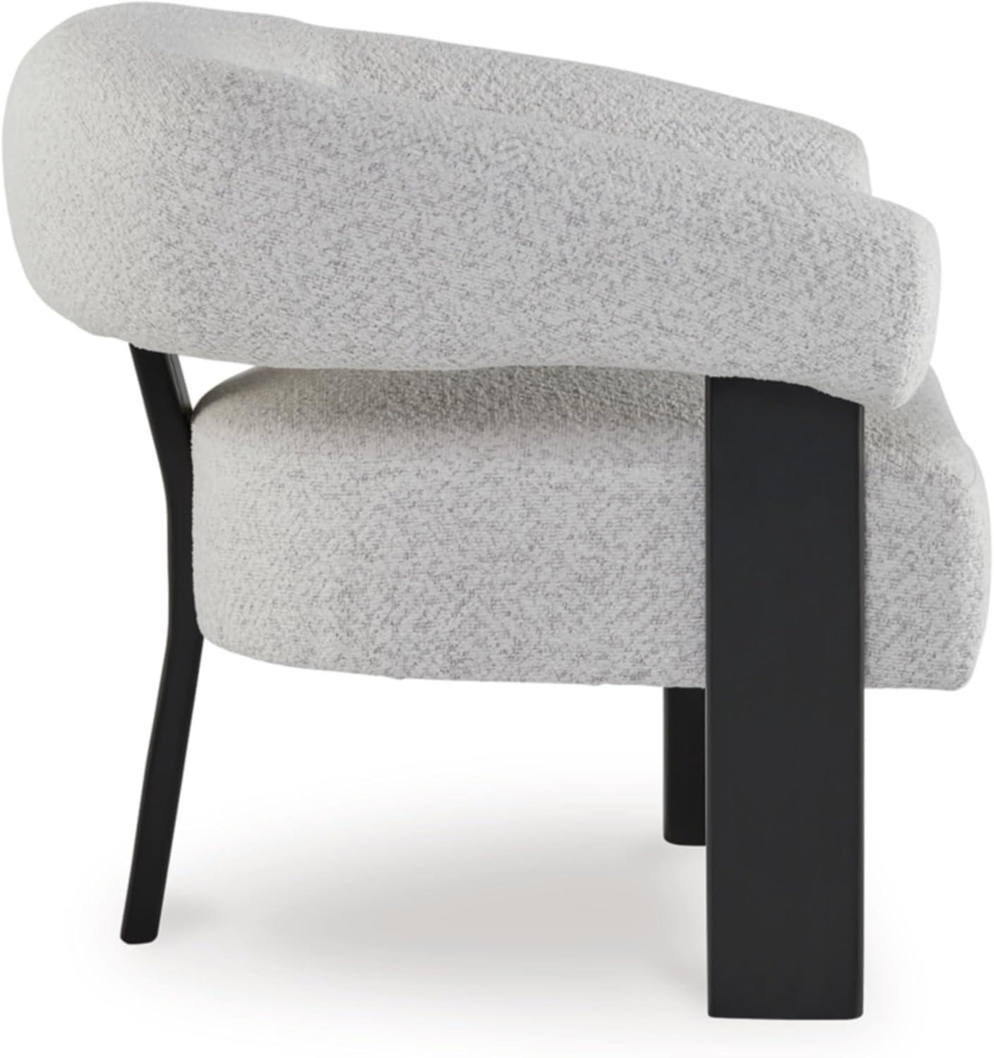 imageSignature Design by Ashley Dultish Modern Upholstered Accent Chair with Barrel Back and Rounded Arms Light Gray ampamp Black