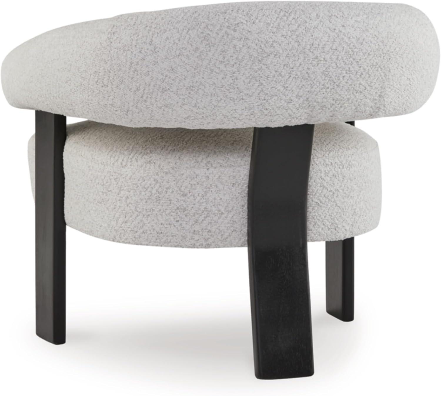 imageSignature Design by Ashley Dultish Modern Upholstered Accent Chair with Barrel Back and Rounded Arms Light Gray ampamp Black