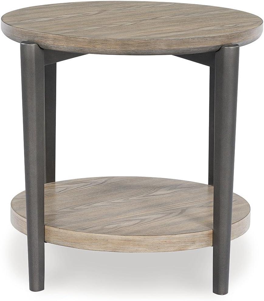imageSignature Design by Ashley Dyonton Industrial End Table with Lower Shelf Light Brown ampamp Gray