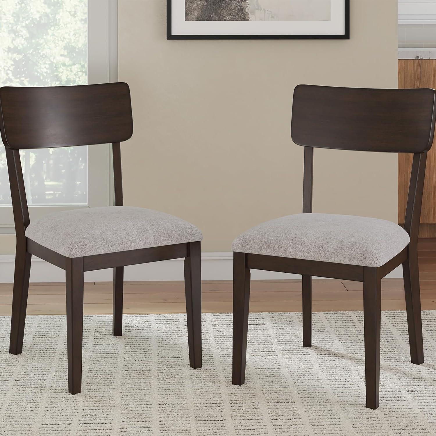 imageSignature Design by Ashley Favelon Casual Upholstered Dining Chair Set of 2 Beige ampamp Dark Brown