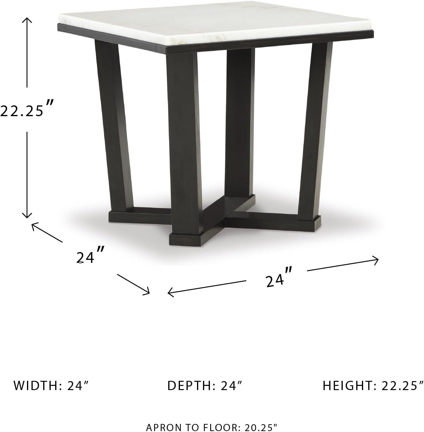 imageSignature Design by Ashley Fostead Contemporary Square 24quot End Table with Marble Top White Marble ampamp Dark Brown