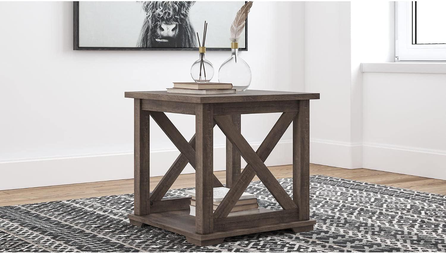 imageSignature Design by Ashley Freedan Rustic Farmhouse End Table GrayGrey