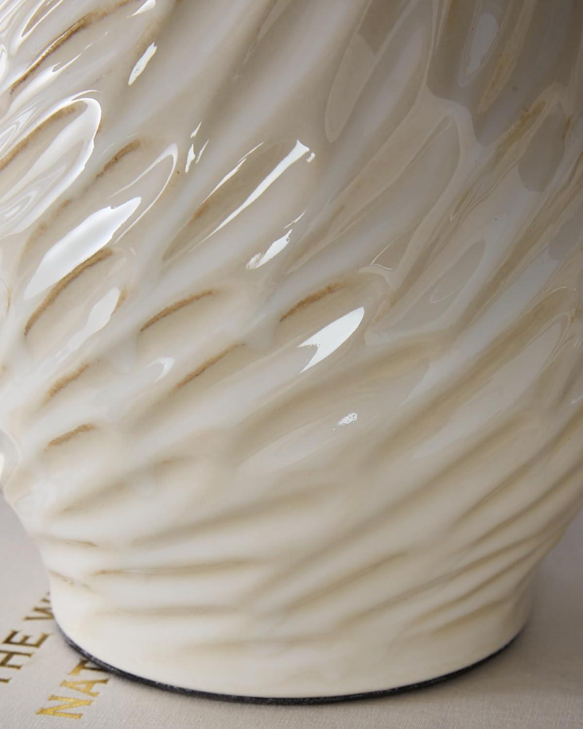 imageSignature Design by Ashley Garinton Contemporary Distressed Ceramic Table Lamp with OnOff Switch White ampamp Beige