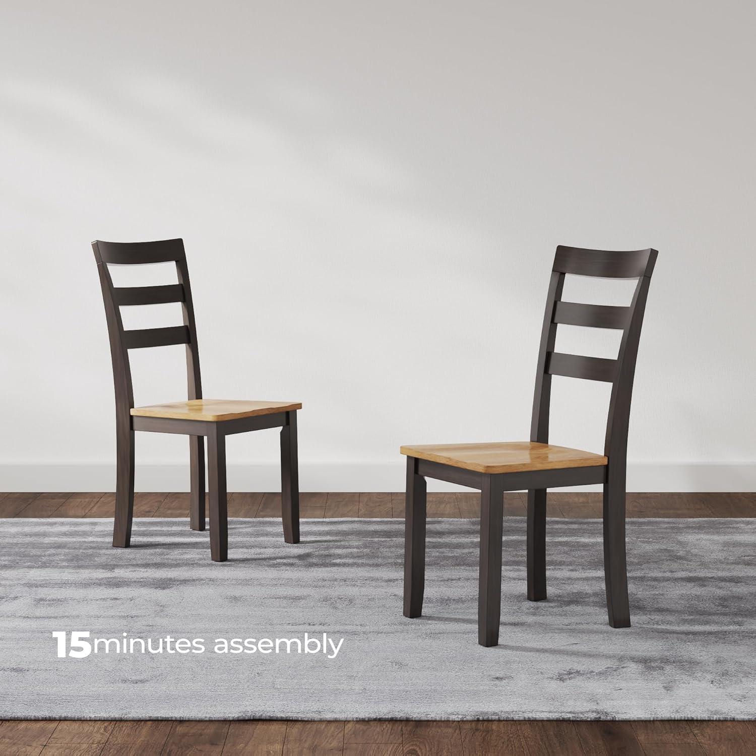 imageSignature Design by Ashley Gesthaven Modern Indoor Armless Dining Chair Set of 2 Solid Wood Frame Contoured Mango Wood Veneer Seat Adjustable Levelers Green ampamp Light BrownLight Brown Dark Brown