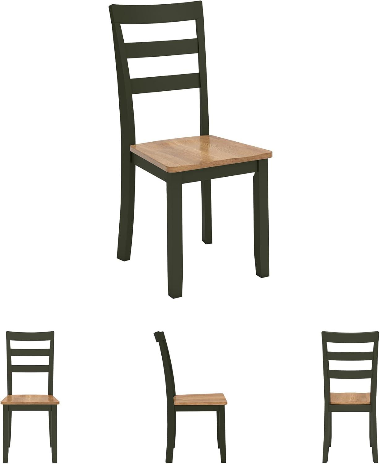 imageSignature Design by Ashley Gesthaven Modern Indoor Armless Dining Chair Set of 2 Solid Wood Frame Contoured Mango Wood Veneer Seat Adjustable Levelers Green ampamp Light BrownLight Brown Green