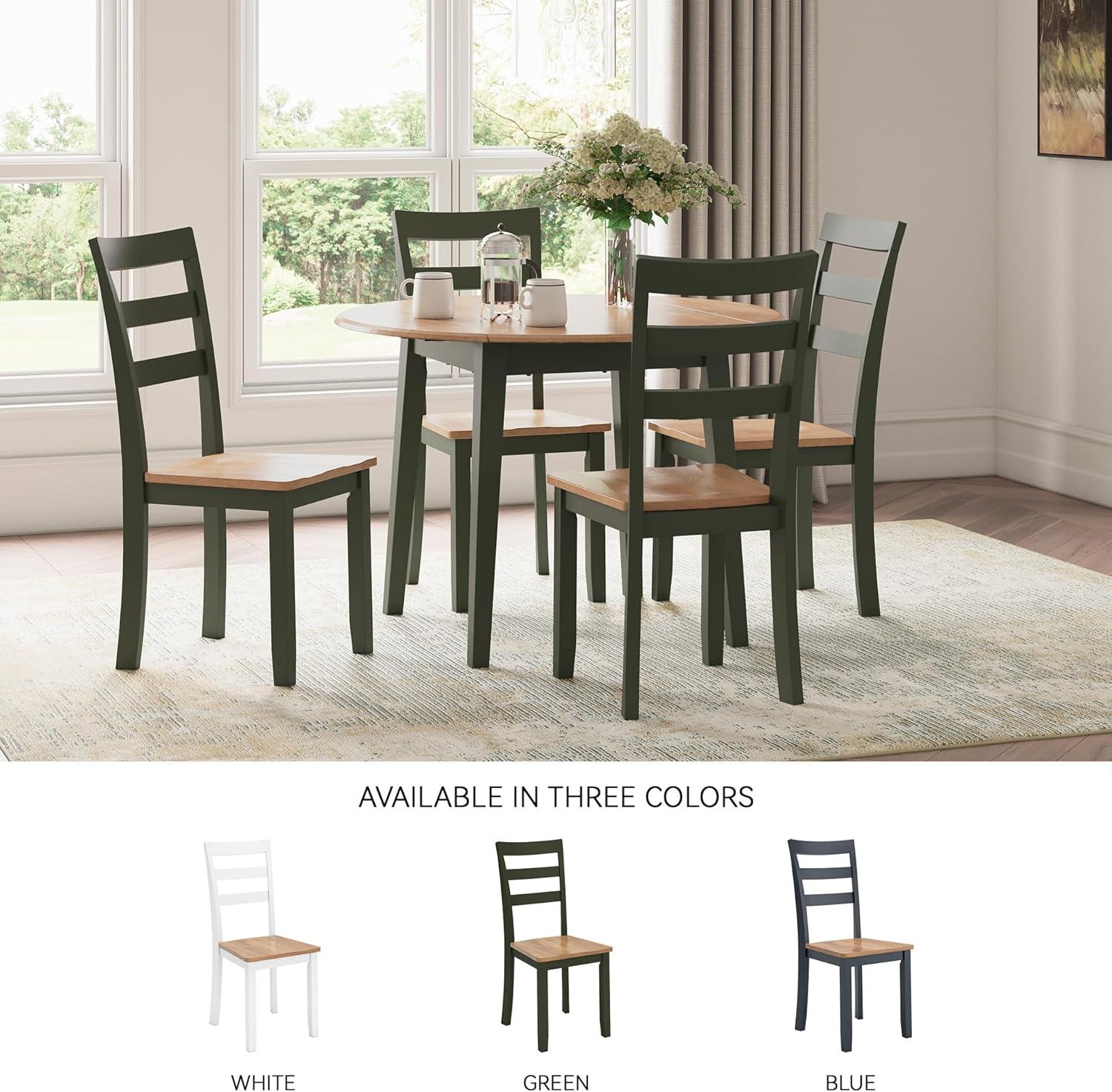 imageSignature Design by Ashley Gesthaven Modern Indoor Armless Dining Chair Set of 2 Solid Wood Frame Contoured Mango Wood Veneer Seat Adjustable Levelers Green ampamp Light BrownLight Brown Green