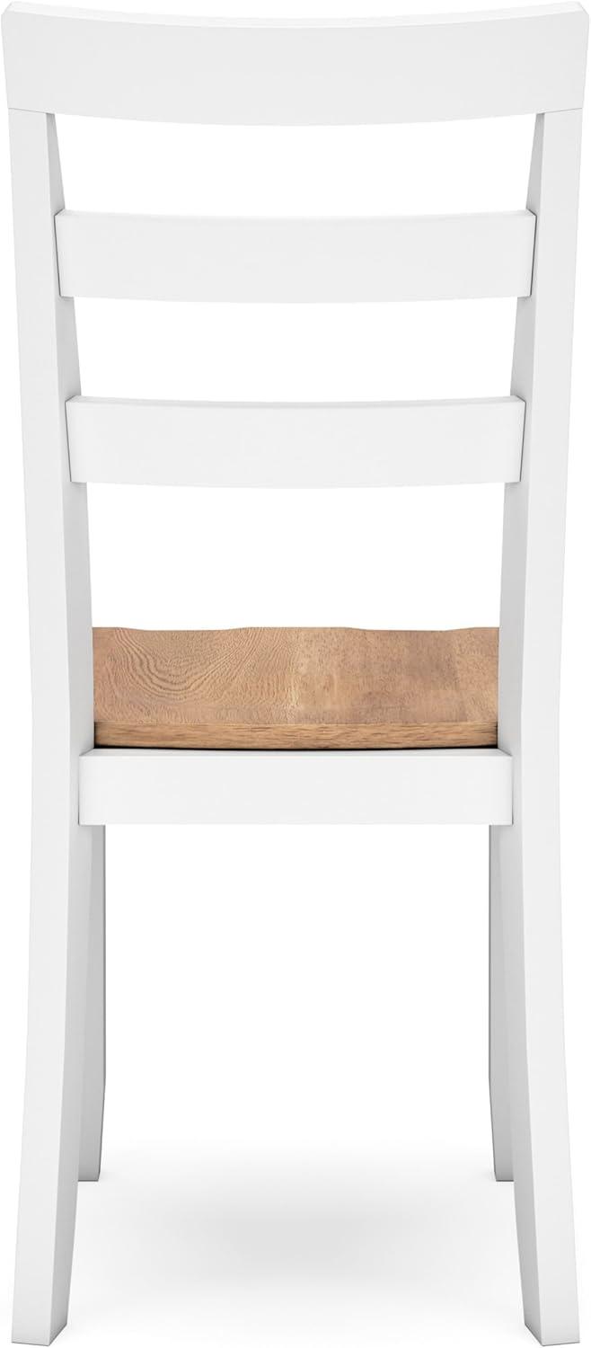 imageSignature Design by Ashley Gesthaven Modern Indoor Armless Dining Chair Set of 2 Solid Wood Frame Contoured Mango Wood Veneer Seat Adjustable Levelers Green ampamp Light BrownLight Brown White