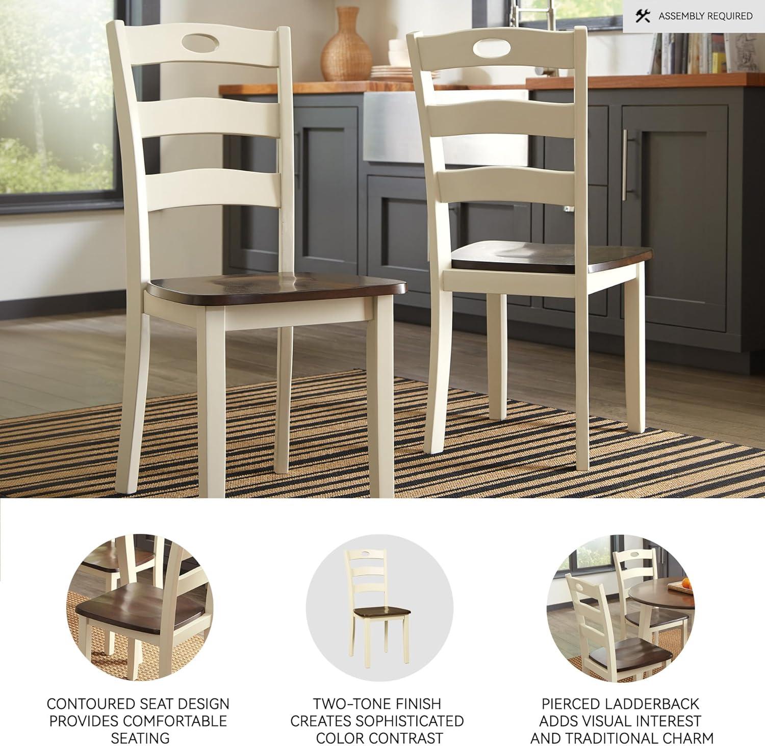 imageSignature Design by Ashley Gesthaven Modern Indoor Armless Dining Chair Set of 2 Solid Wood Frame Contoured Mango Wood Veneer Seat Adjustable Levelers Green ampamp Light BrownCream Brown
