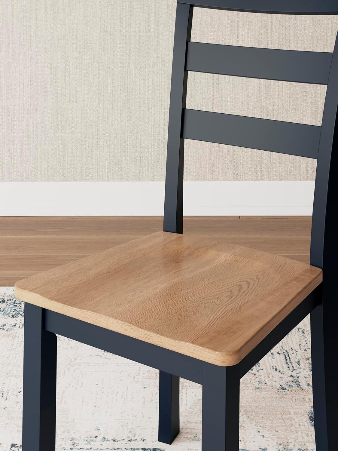 imageSignature Design by Ashley Gesthaven Modern Indoor Armless Dining Chair Set of 2 Solid Wood Frame Contoured Mango Wood Veneer Seat Adjustable Levelers Green ampamp Light BrownLight Brown Blue