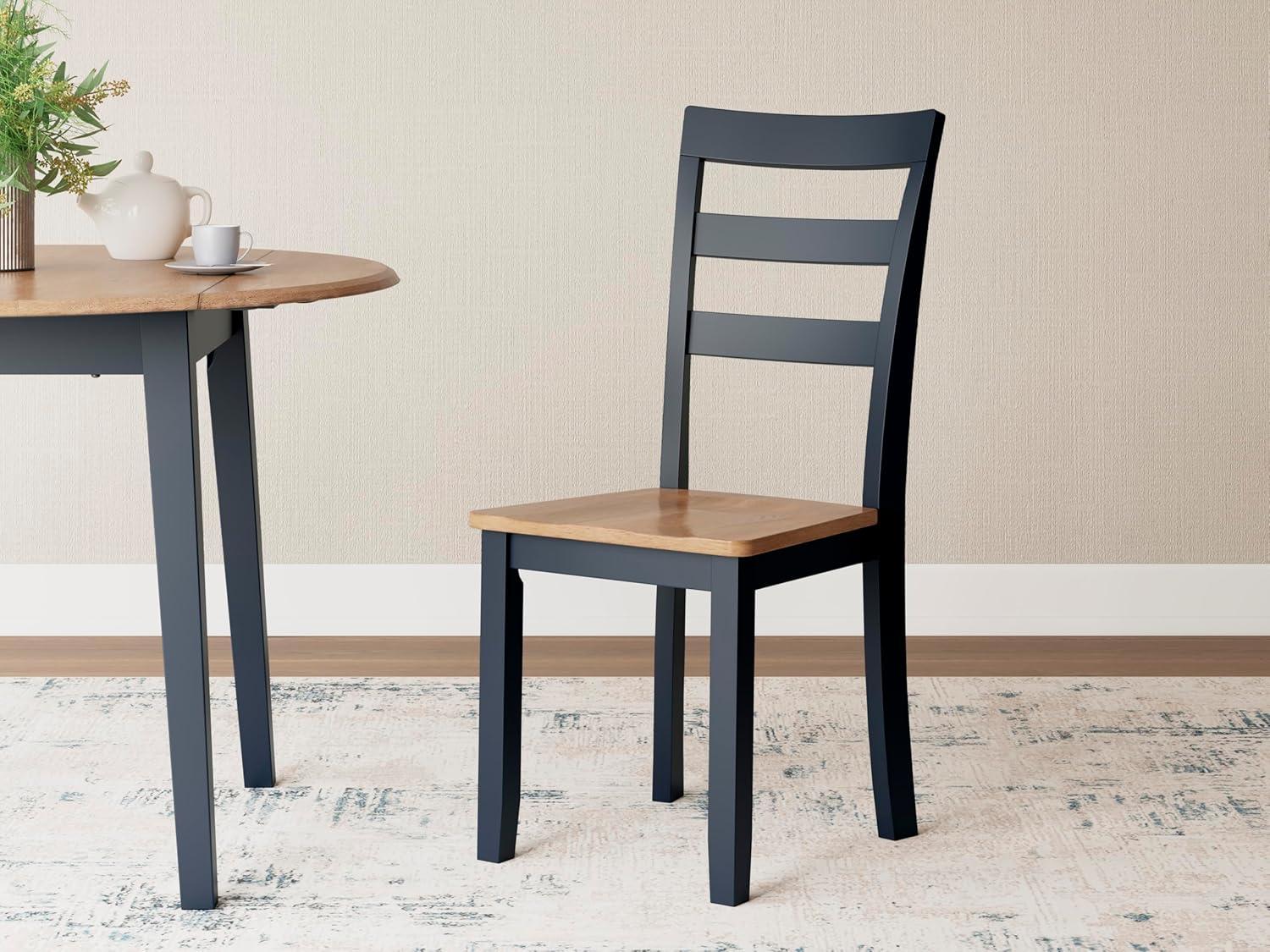 imageSignature Design by Ashley Gesthaven Modern Indoor Armless Dining Chair Set of 2 Solid Wood Frame Contoured Mango Wood Veneer Seat Adjustable Levelers Green ampamp Light BrownLight Brown Blue