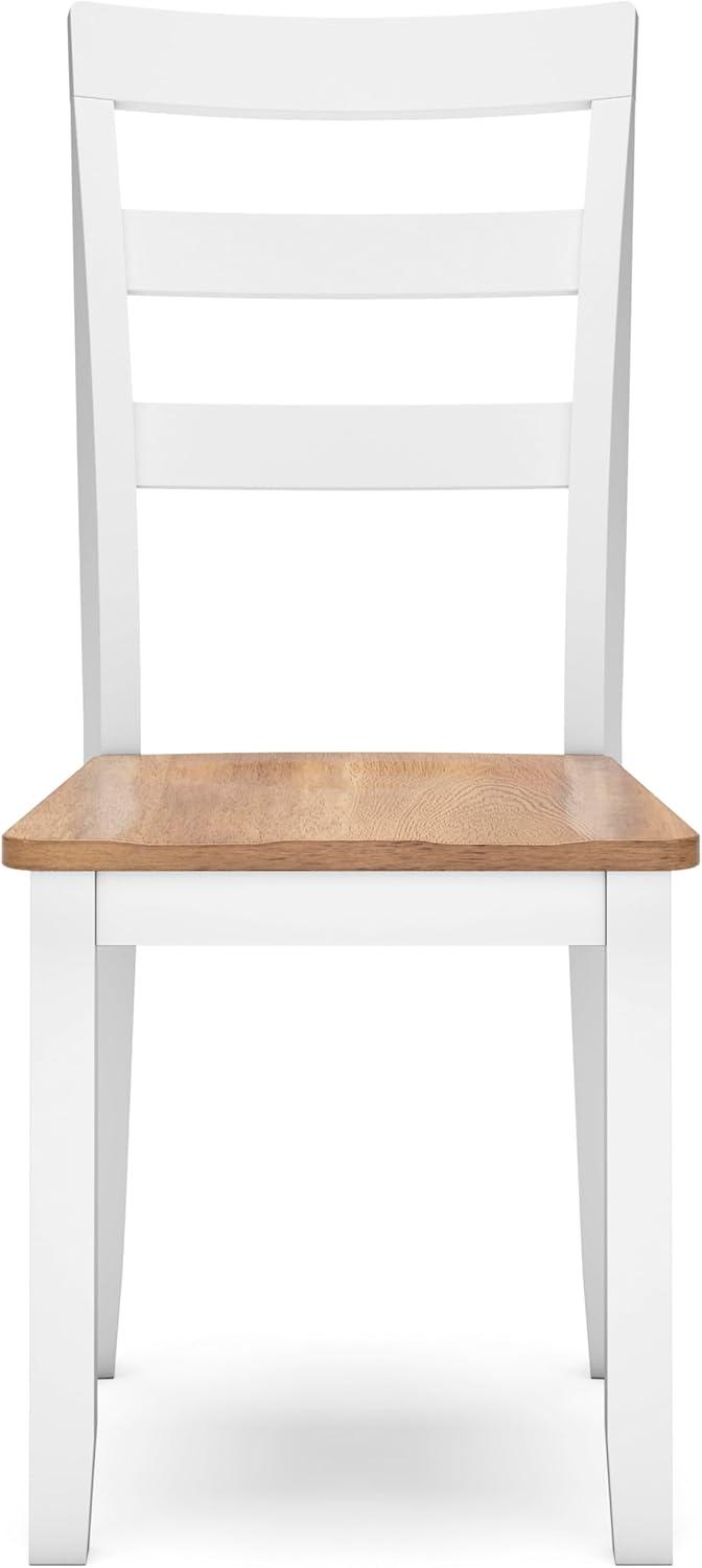 imageSignature Design by Ashley Gesthaven Modern Indoor Armless Dining Chair Set of 2 Solid Wood Frame Contoured Mango Wood Veneer Seat Adjustable Levelers Green ampamp Light BrownLight Brown White