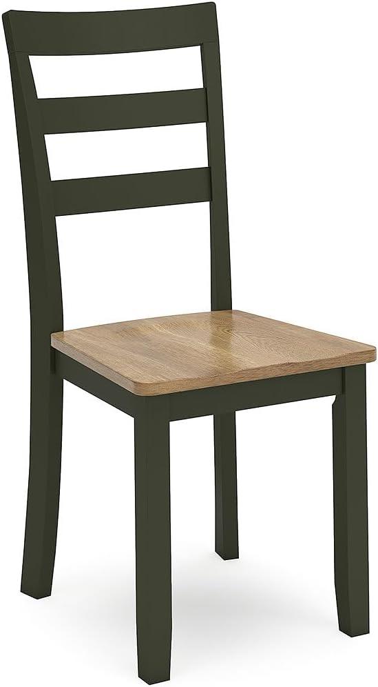 imageSignature Design by Ashley Gesthaven Modern Indoor Armless Dining Chair Set of 2 Solid Wood Frame Contoured Mango Wood Veneer Seat Adjustable Levelers Green ampamp Light BrownLight Brown Green