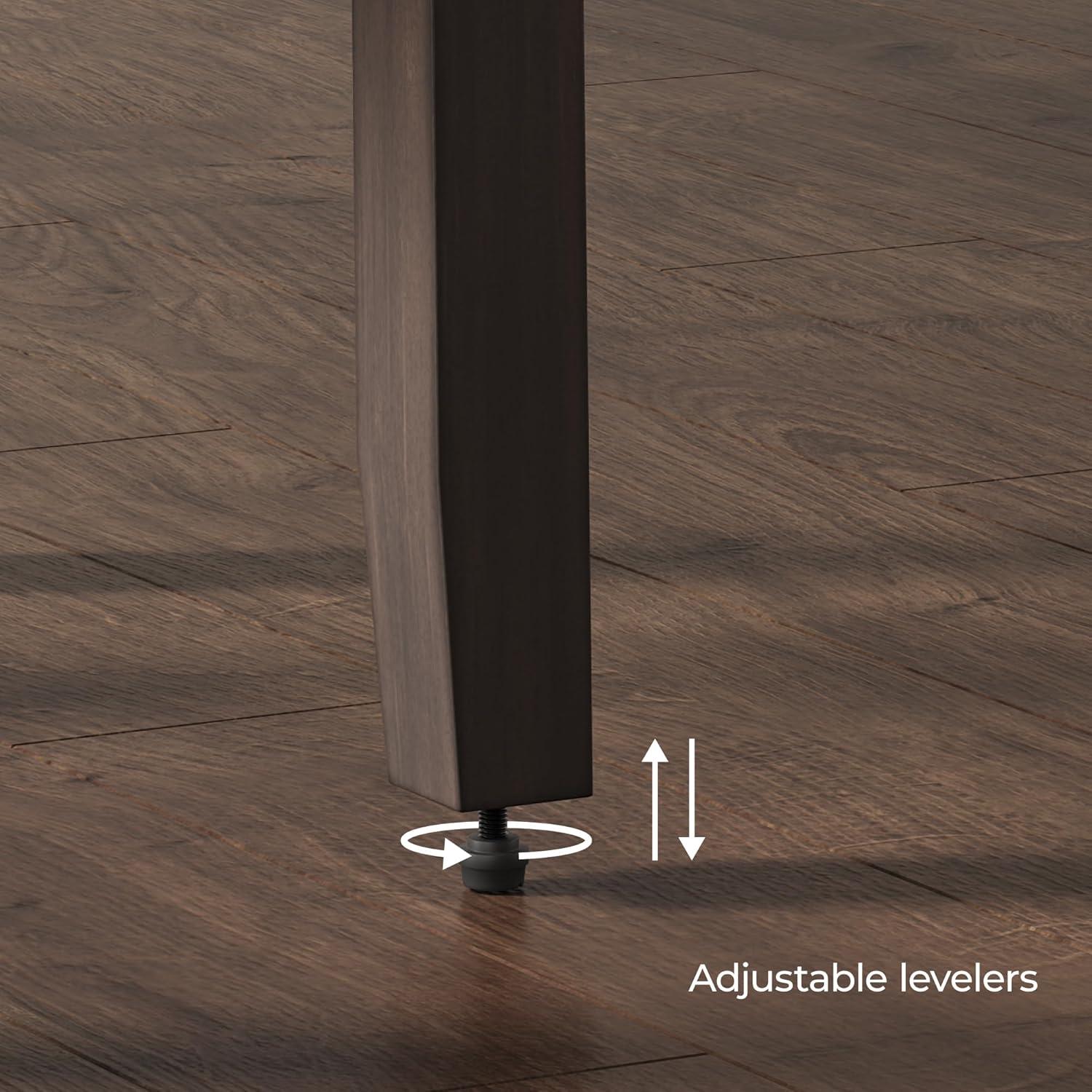 imageSignature Design by Ashley Gesthaven Modern Indoor Armless Dining Chair Set of 2 Solid Wood Frame Contoured Mango Wood Veneer Seat Adjustable Levelers Green ampamp Light BrownLight Brown Dark Brown