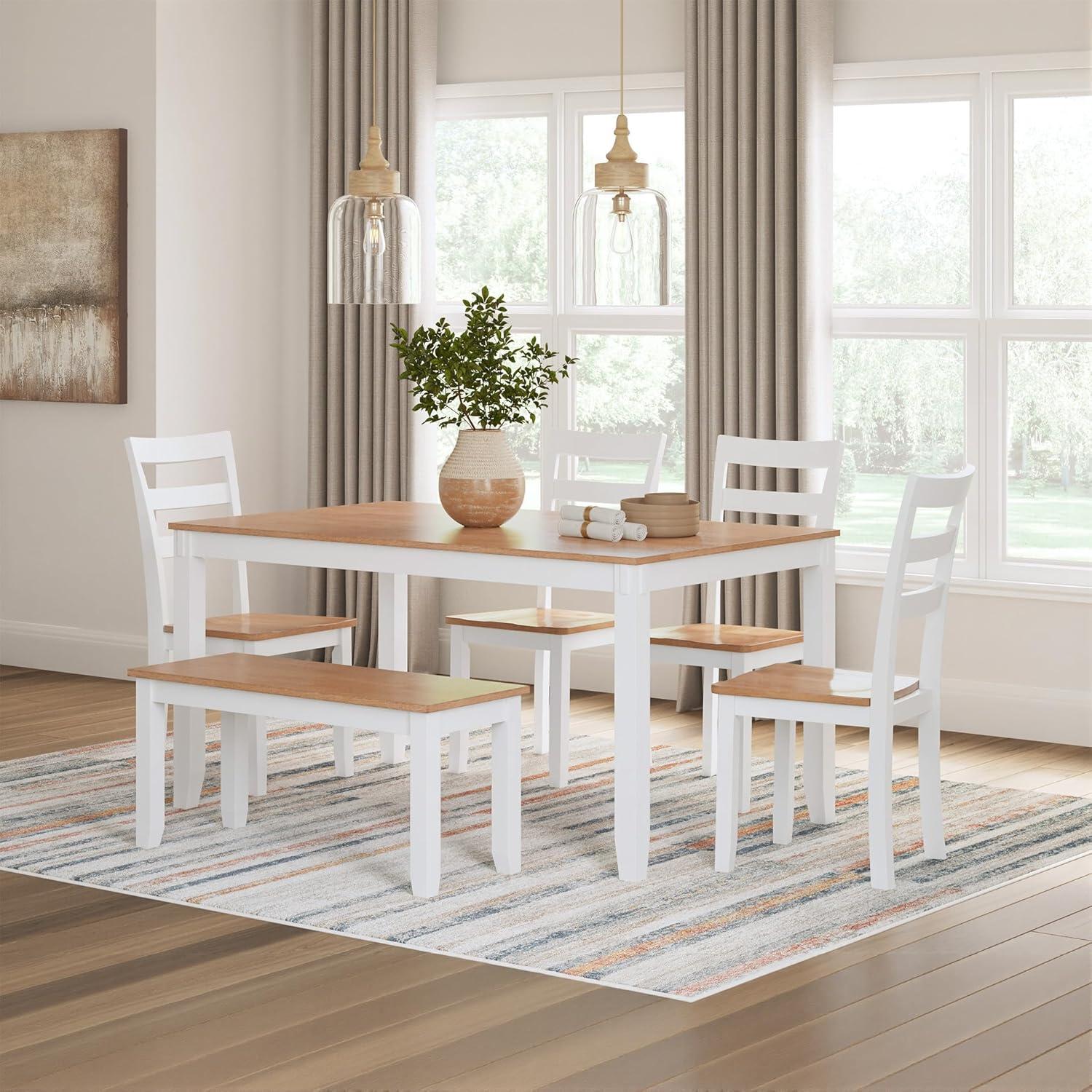 imageSignature Design by Ashley Gesthaven Modern Indoor Armless Dining Chair Set of 2 Solid Wood Frame Contoured Mango Wood Veneer Seat Adjustable Levelers Green ampamp Light BrownLight Brown White