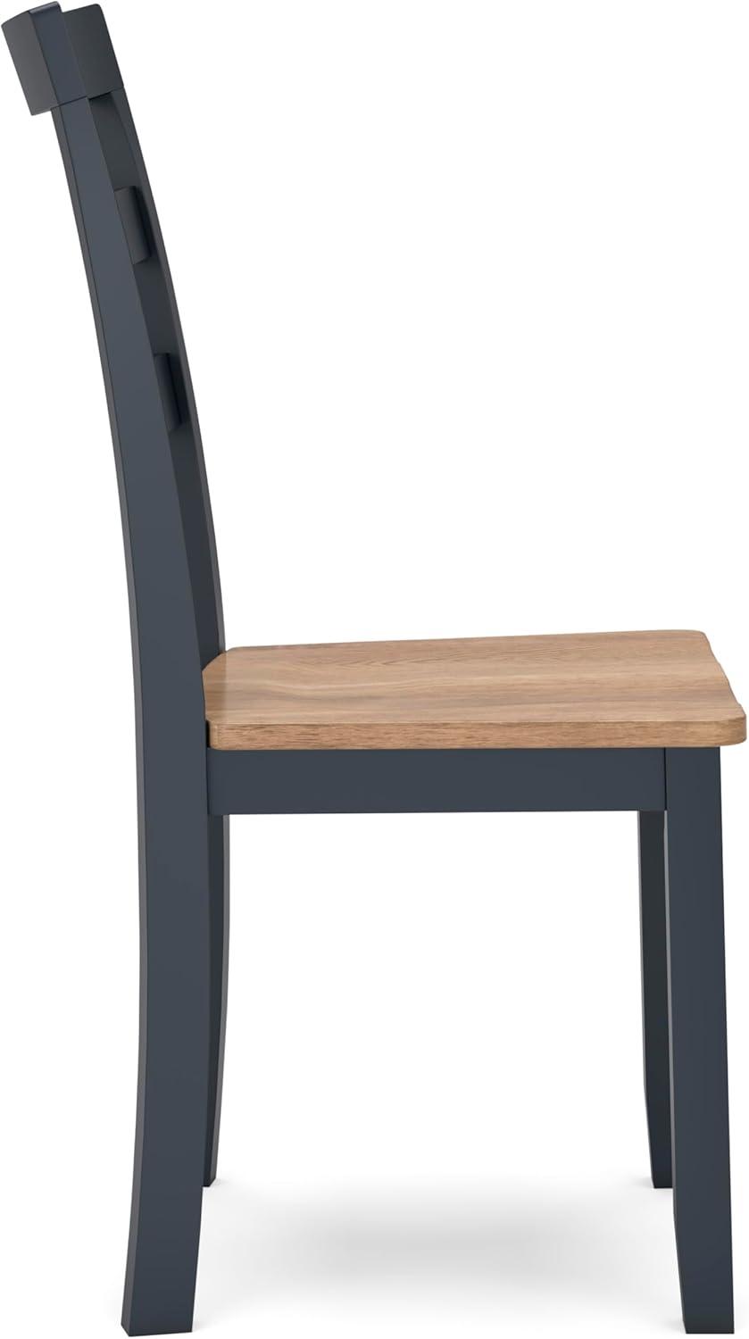 imageSignature Design by Ashley Gesthaven Modern Indoor Armless Dining Chair Set of 2 Solid Wood Frame Contoured Mango Wood Veneer Seat Adjustable Levelers Green ampamp Light BrownLight Brown Blue
