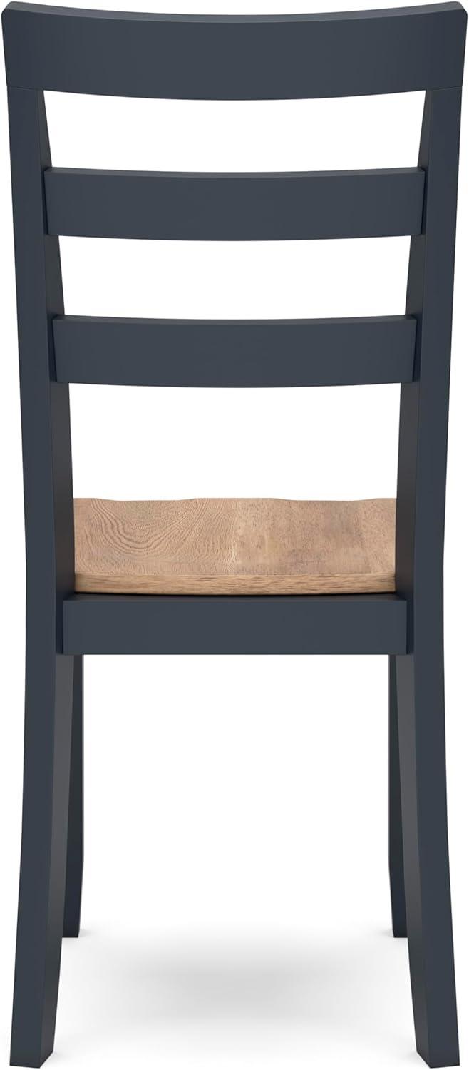 imageSignature Design by Ashley Gesthaven Modern Indoor Armless Dining Chair Set of 2 Solid Wood Frame Contoured Mango Wood Veneer Seat Adjustable Levelers Green ampamp Light BrownLight Brown Blue