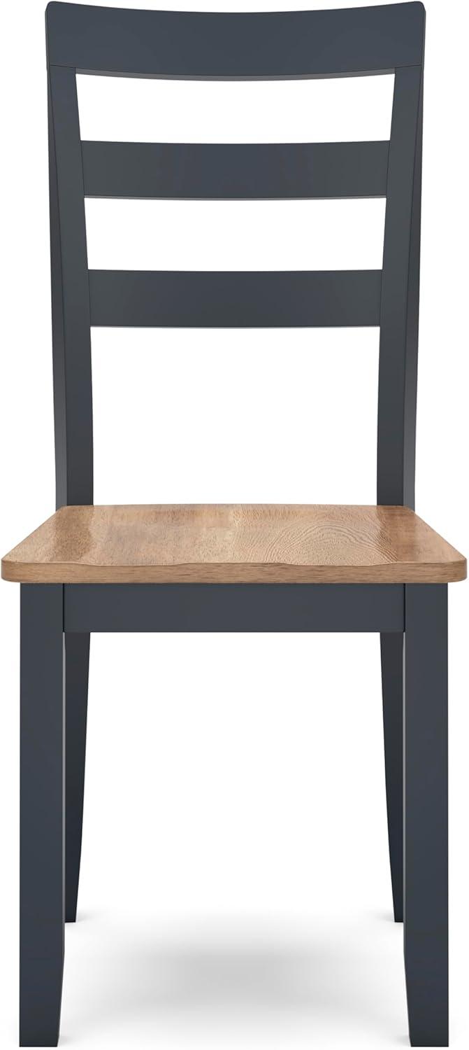 imageSignature Design by Ashley Gesthaven Modern Indoor Armless Dining Chair Set of 2 Solid Wood Frame Contoured Mango Wood Veneer Seat Adjustable Levelers Green ampamp Light BrownLight Brown Blue