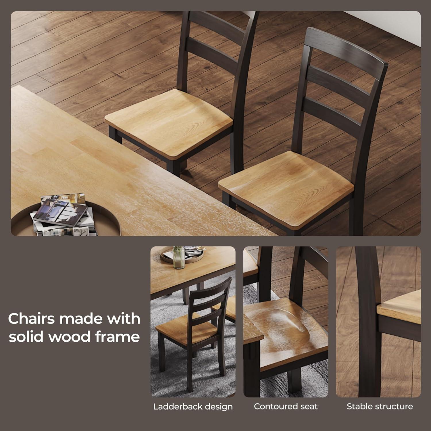 imageSignature Design by Ashley Gesthaven Modern Indoor Armless Dining Chair Set of 2 Solid Wood Frame Contoured Mango Wood Veneer Seat Adjustable Levelers Green ampamp Light BrownLight Brown Dark Brown