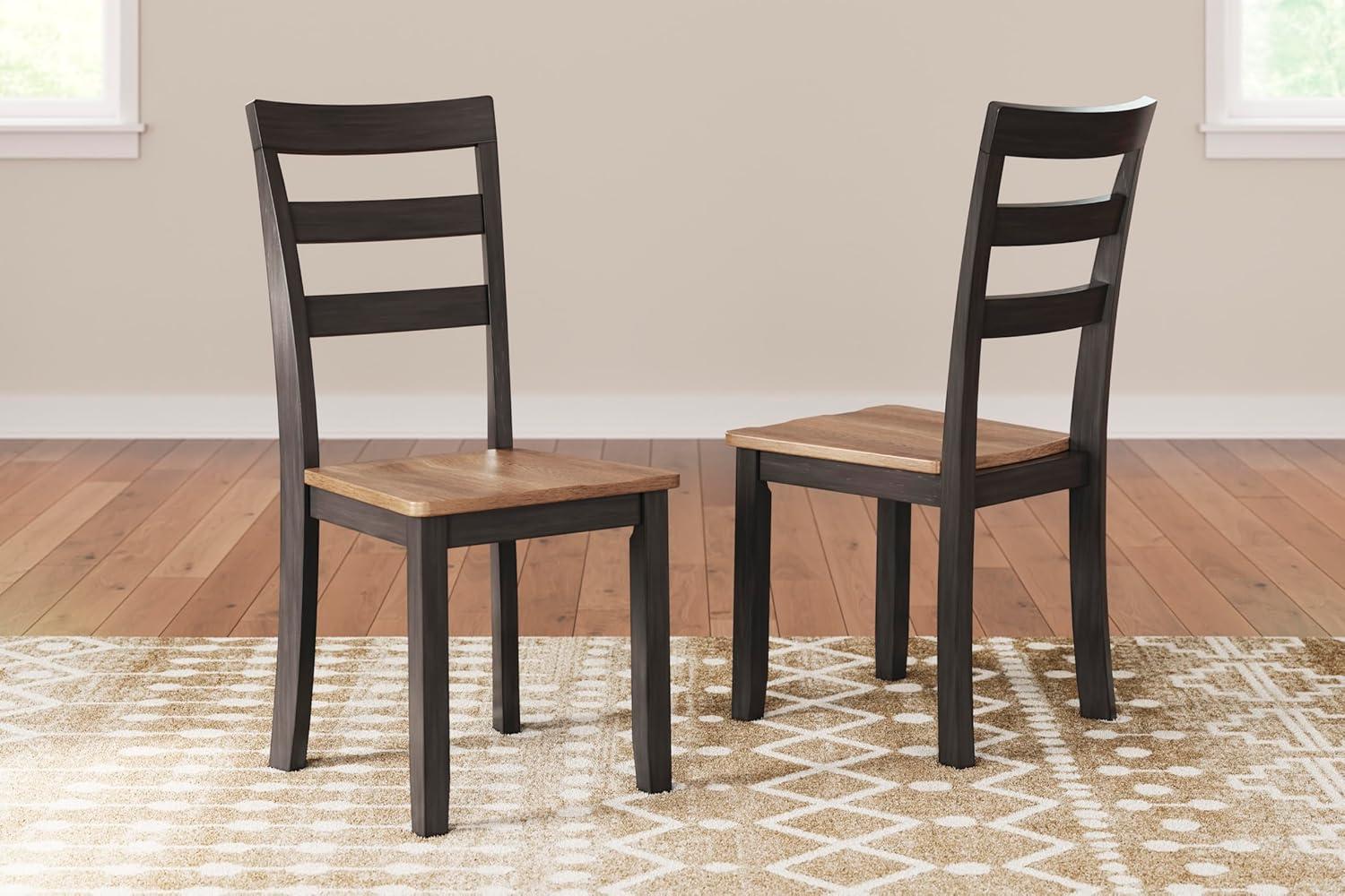 imageSignature Design by Ashley Gesthaven Modern Indoor Armless Dining Chair Set of 2 Solid Wood Frame Contoured Mango Wood Veneer Seat Adjustable Levelers Green ampamp Light BrownLight Brown Dark Brown