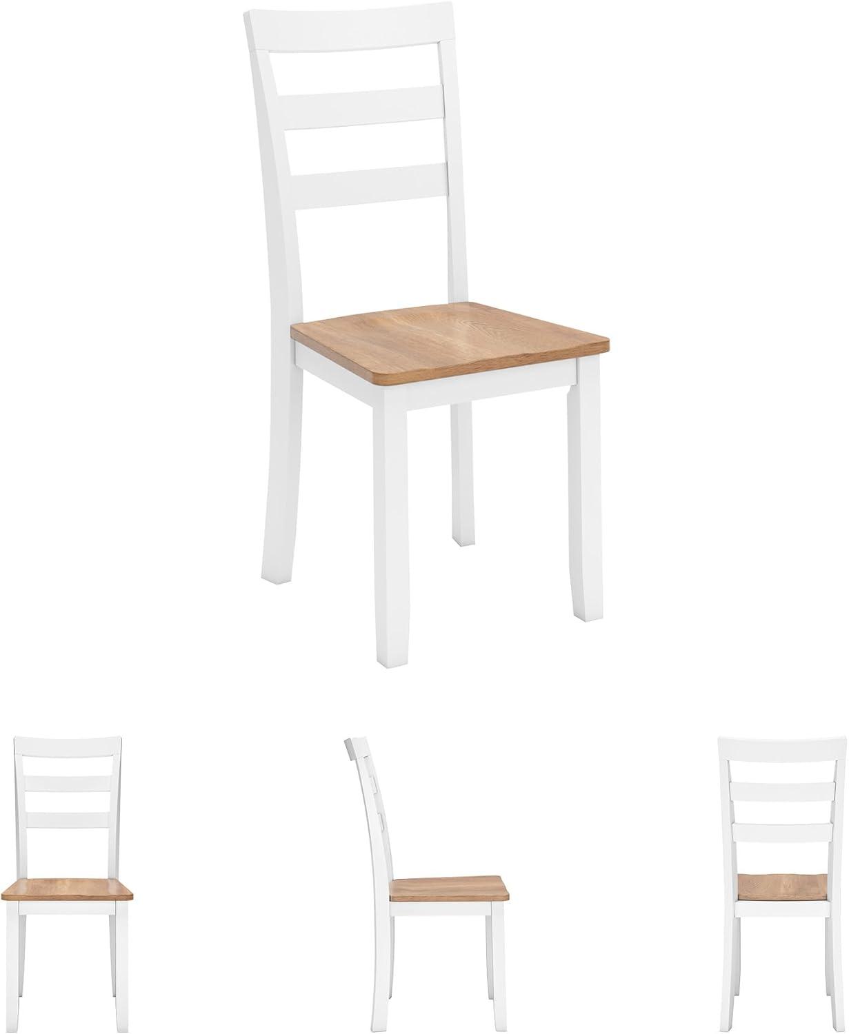 imageSignature Design by Ashley Gesthaven Modern Indoor Armless Dining Chair Set of 2 Solid Wood Frame Contoured Mango Wood Veneer Seat Adjustable Levelers Green ampamp Light BrownLight Brown White