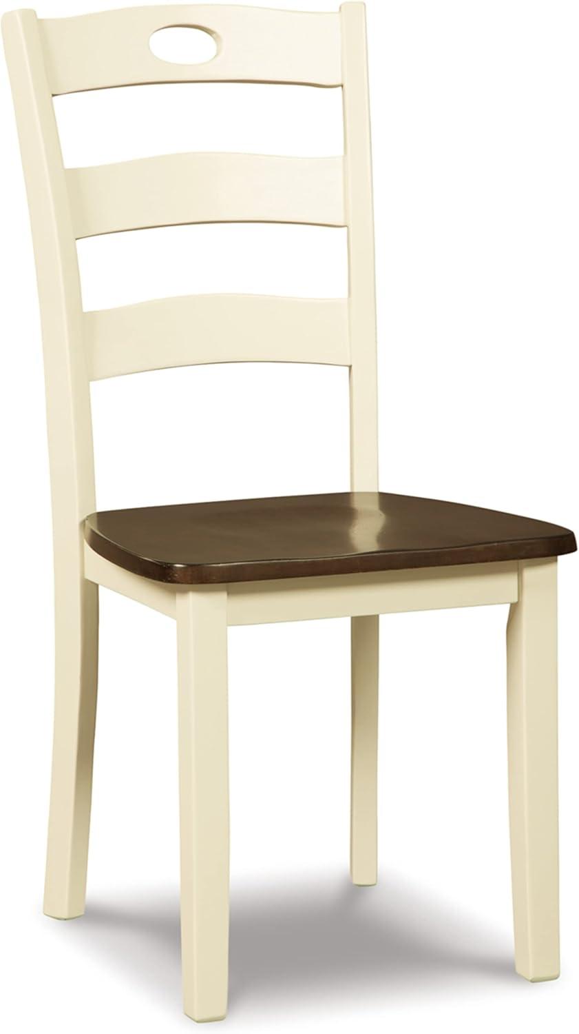 imageSignature Design by Ashley Gesthaven Modern Indoor Armless Dining Chair Set of 2 Solid Wood Frame Contoured Mango Wood Veneer Seat Adjustable Levelers Green ampamp Light BrownCream Brown