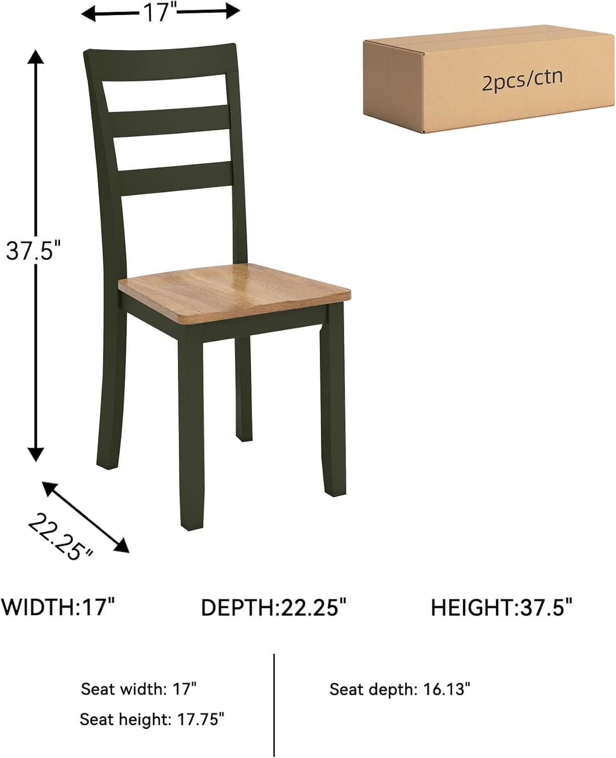 imageSignature Design by Ashley Gesthaven Modern Indoor Armless Dining Chair Set of 2 Solid Wood Frame Contoured Mango Wood Veneer Seat Adjustable Levelers Green ampamp Light BrownLight Brown Green