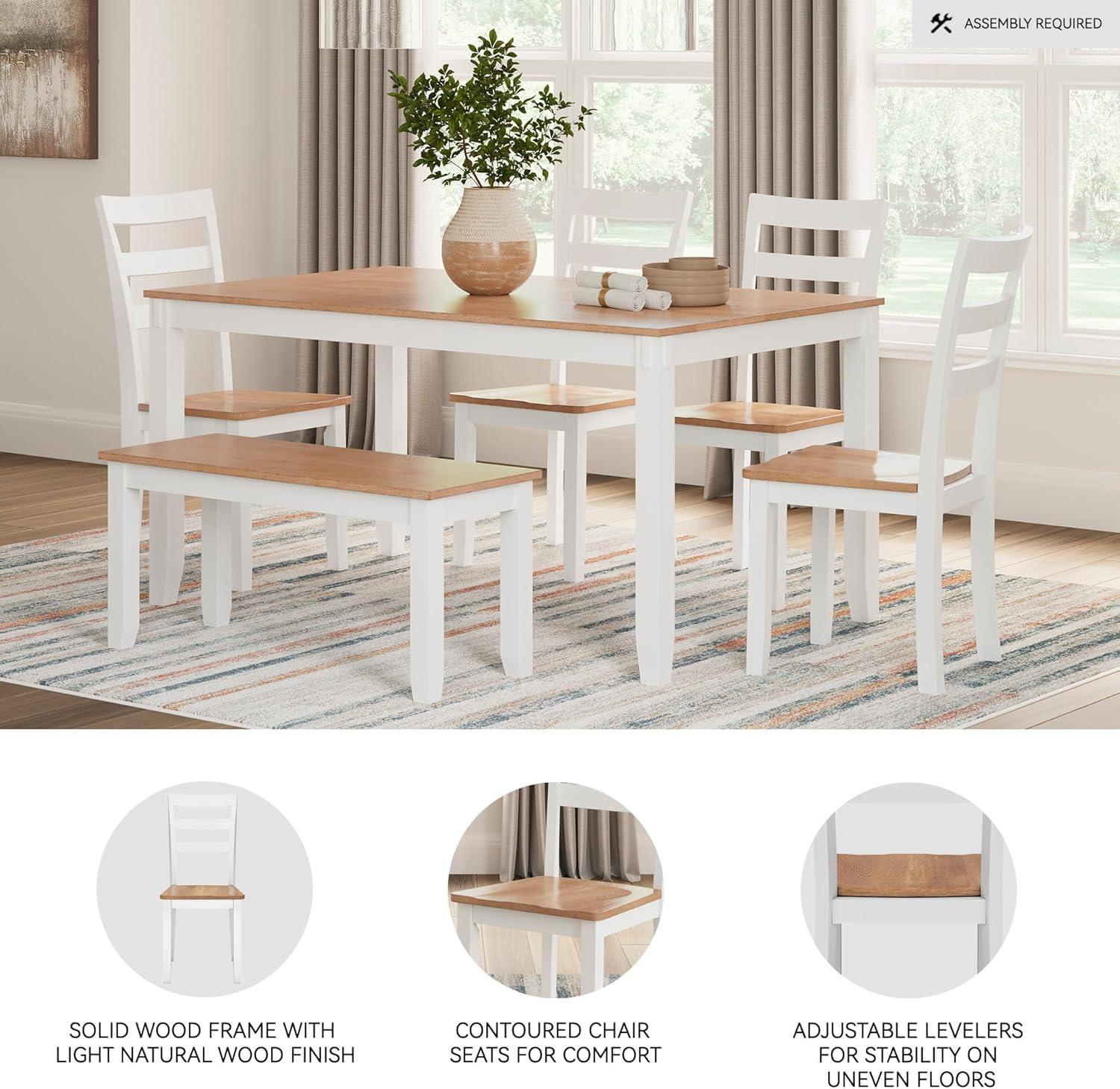 imageSignature Design by Ashley Gesthaven Modern Indoor Armless Dining Chair Set of 2 Solid Wood Frame Contoured Mango Wood Veneer Seat Adjustable Levelers Green ampamp Light BrownLight Brown White