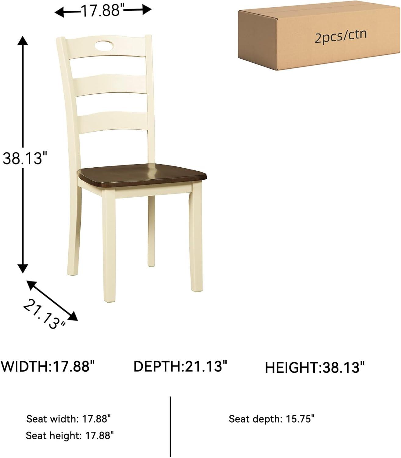 imageSignature Design by Ashley Gesthaven Modern Indoor Armless Dining Chair Set of 2 Solid Wood Frame Contoured Mango Wood Veneer Seat Adjustable Levelers Green ampamp Light BrownCream Brown