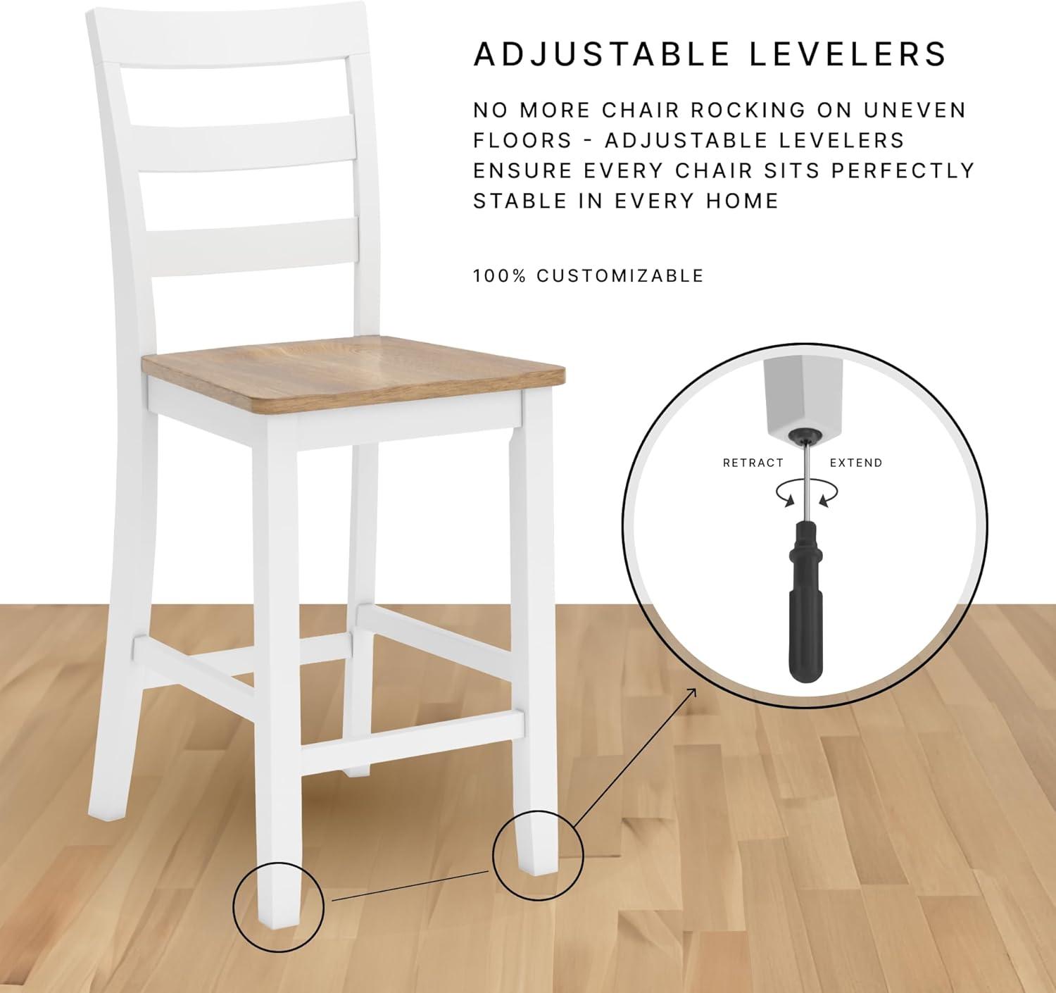imageSignature Design by Ashley Gesthaven Modern Indoor Armless Dining Chair Set of 2 Solid Wood Frame Contoured Mango Wood Veneer Seat Adjustable Levelers Green ampamp Light BrownLight Brown White