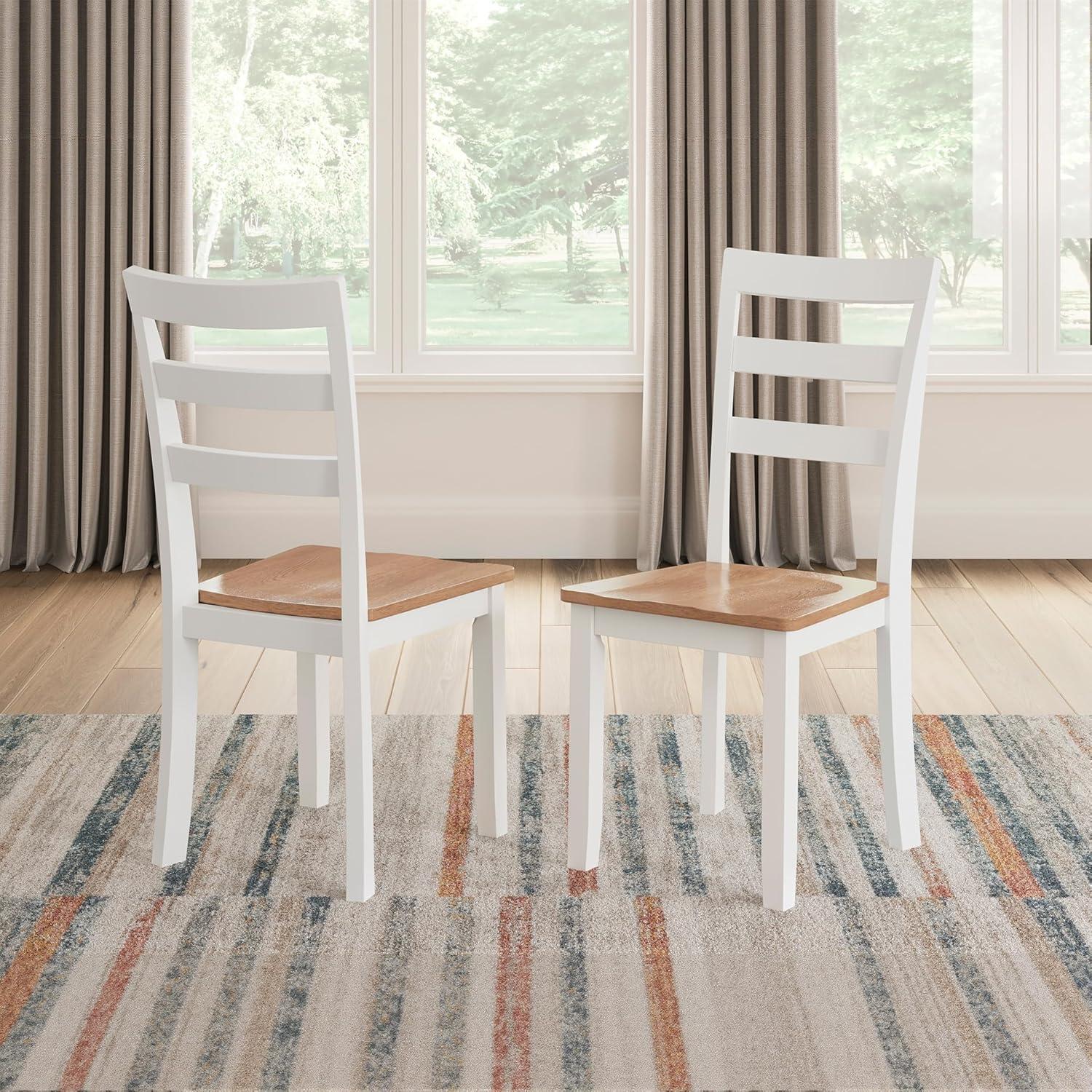 imageSignature Design by Ashley Gesthaven Modern Indoor Armless Dining Chair Set of 2 Solid Wood Frame Contoured Mango Wood Veneer Seat Adjustable Levelers Green ampamp Light BrownLight Brown White