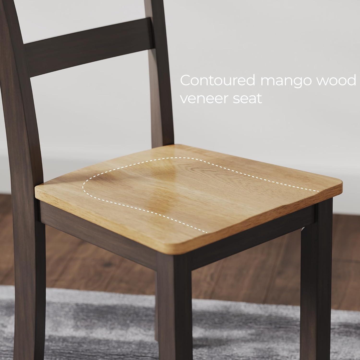 imageSignature Design by Ashley Gesthaven Modern Indoor Armless Dining Chair Set of 2 Solid Wood Frame Contoured Mango Wood Veneer Seat Adjustable Levelers Green ampamp Light BrownLight Brown Dark Brown