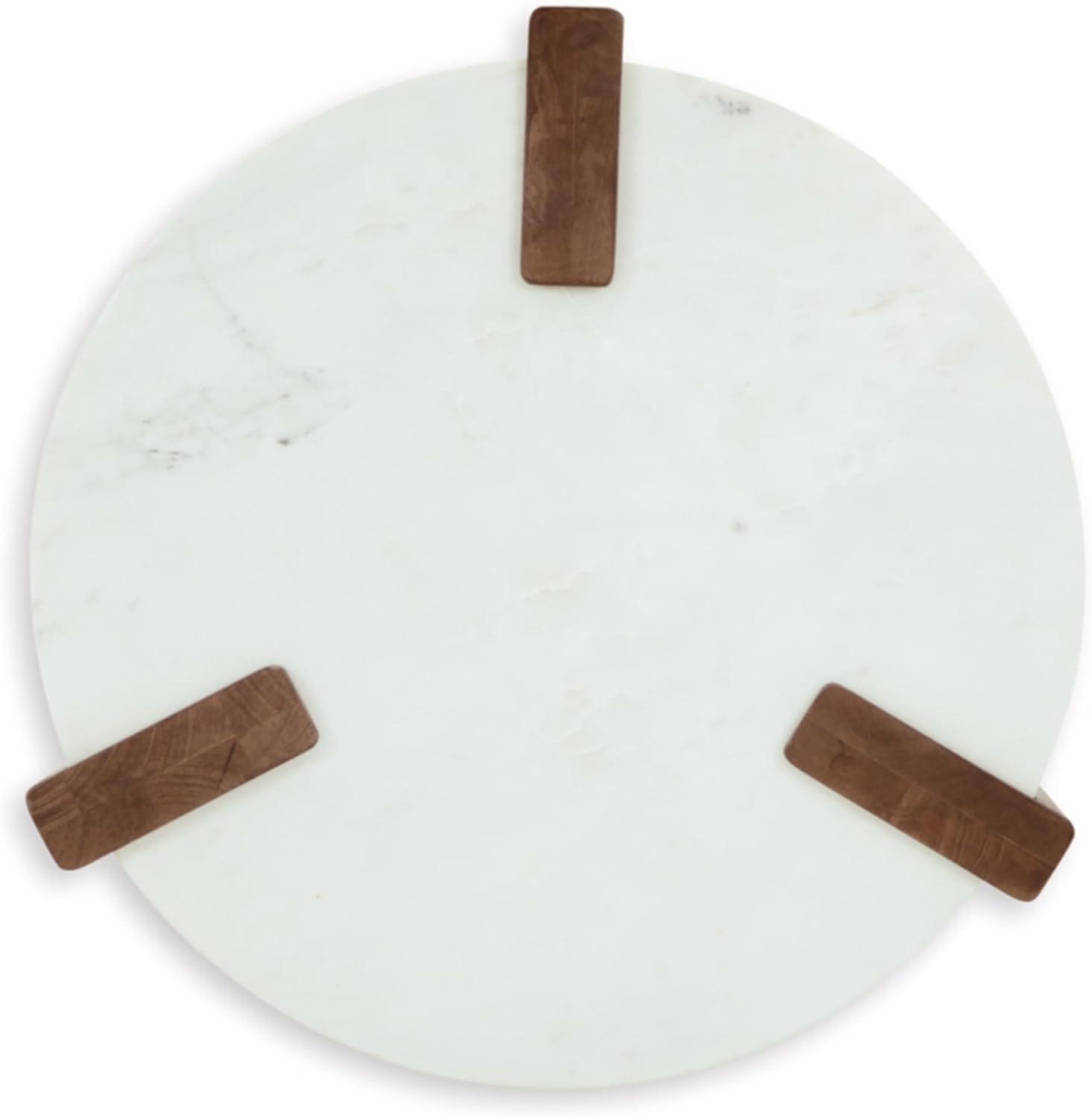 imageSignature Design by Ashley Isanti Modern End Table with Marble Top White ampamp Light Brown