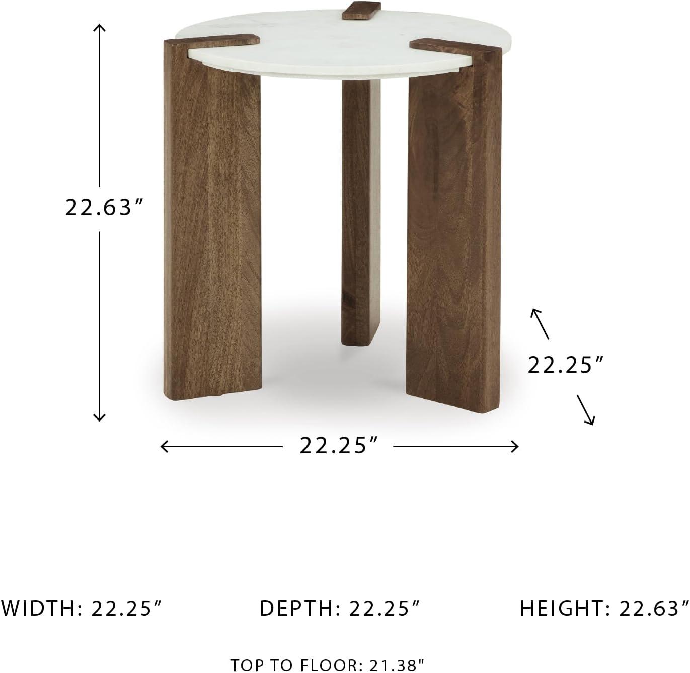 imageSignature Design by Ashley Isanti Modern End Table with Marble Top White ampamp Light Brown