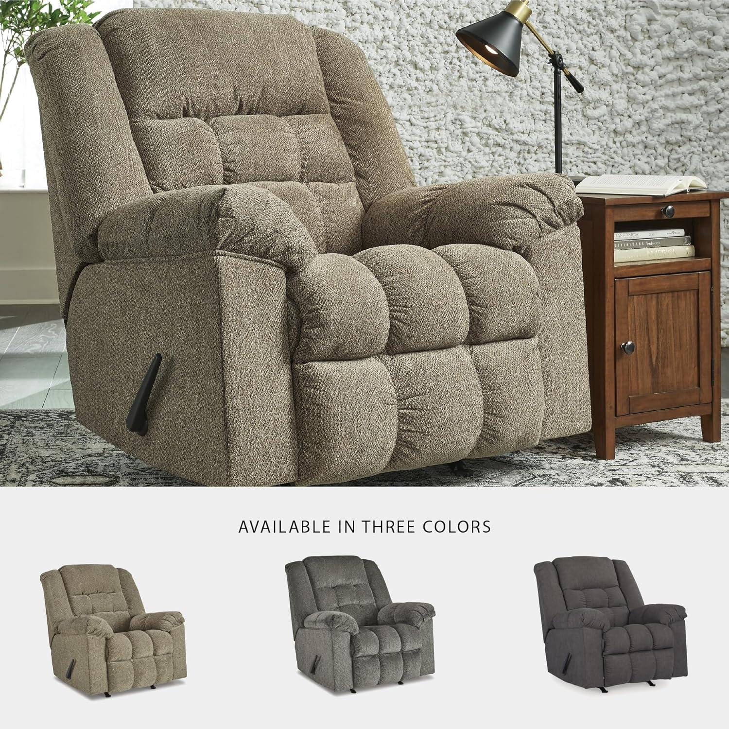 imageSignature Design by Ashley Kegler Contemporary Tufted Manual Rocker Recliner Light BrownBeige