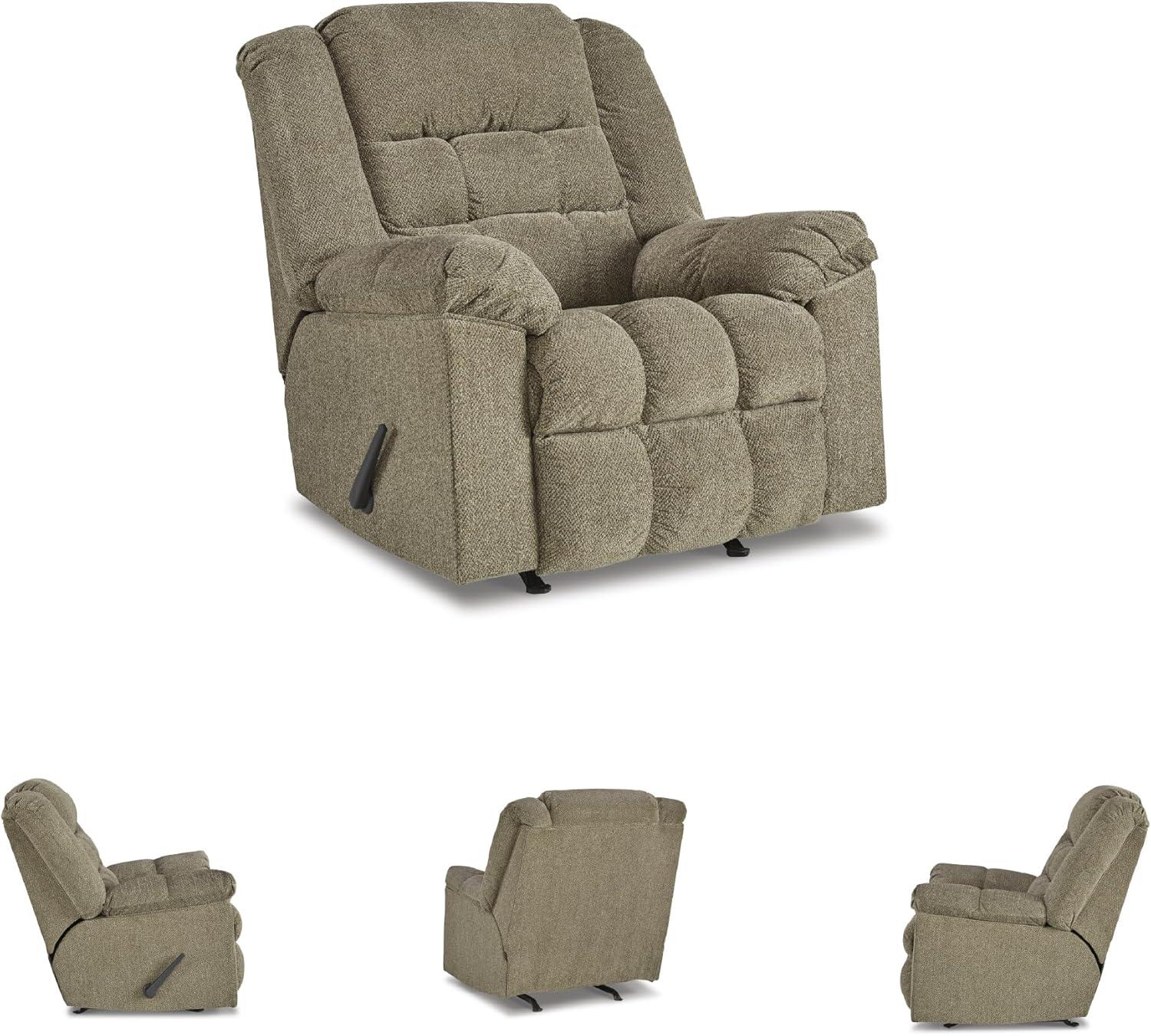 imageSignature Design by Ashley Kegler Contemporary Tufted Manual Rocker Recliner Light BrownBeige