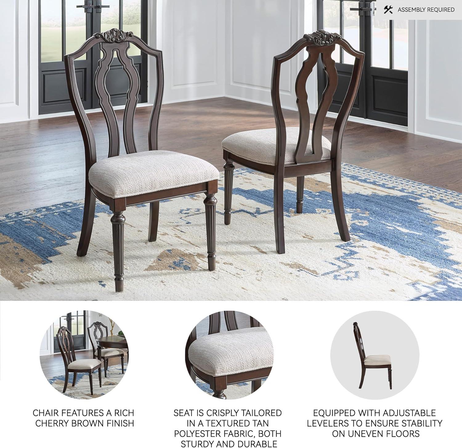 imageSignature Design by Ashley Lavinton Traditional Upholstered Dining Chairs Tan Set of 2