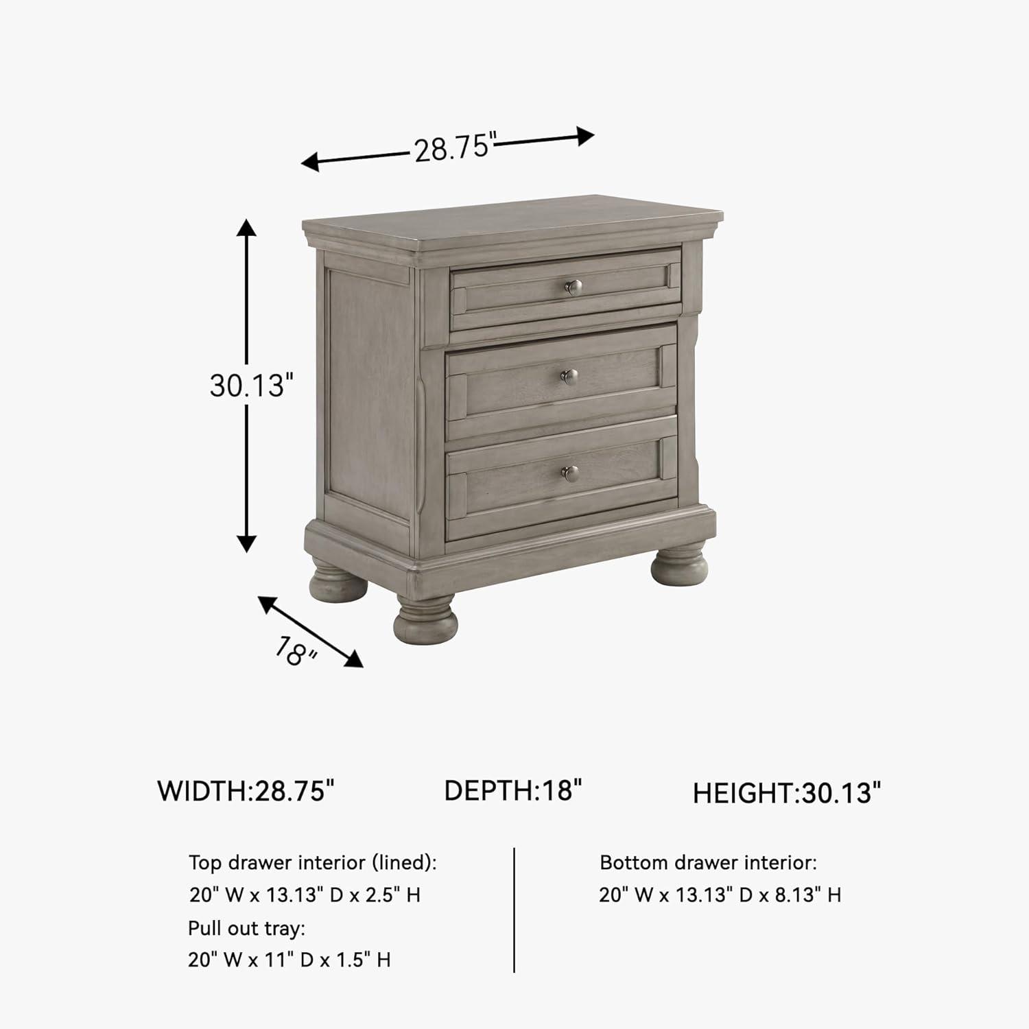 imageSignature Design by Ashley Lettner Modern Traditional 2 Drawer Nightstand 3013quot Tall Light GrayGraywash
