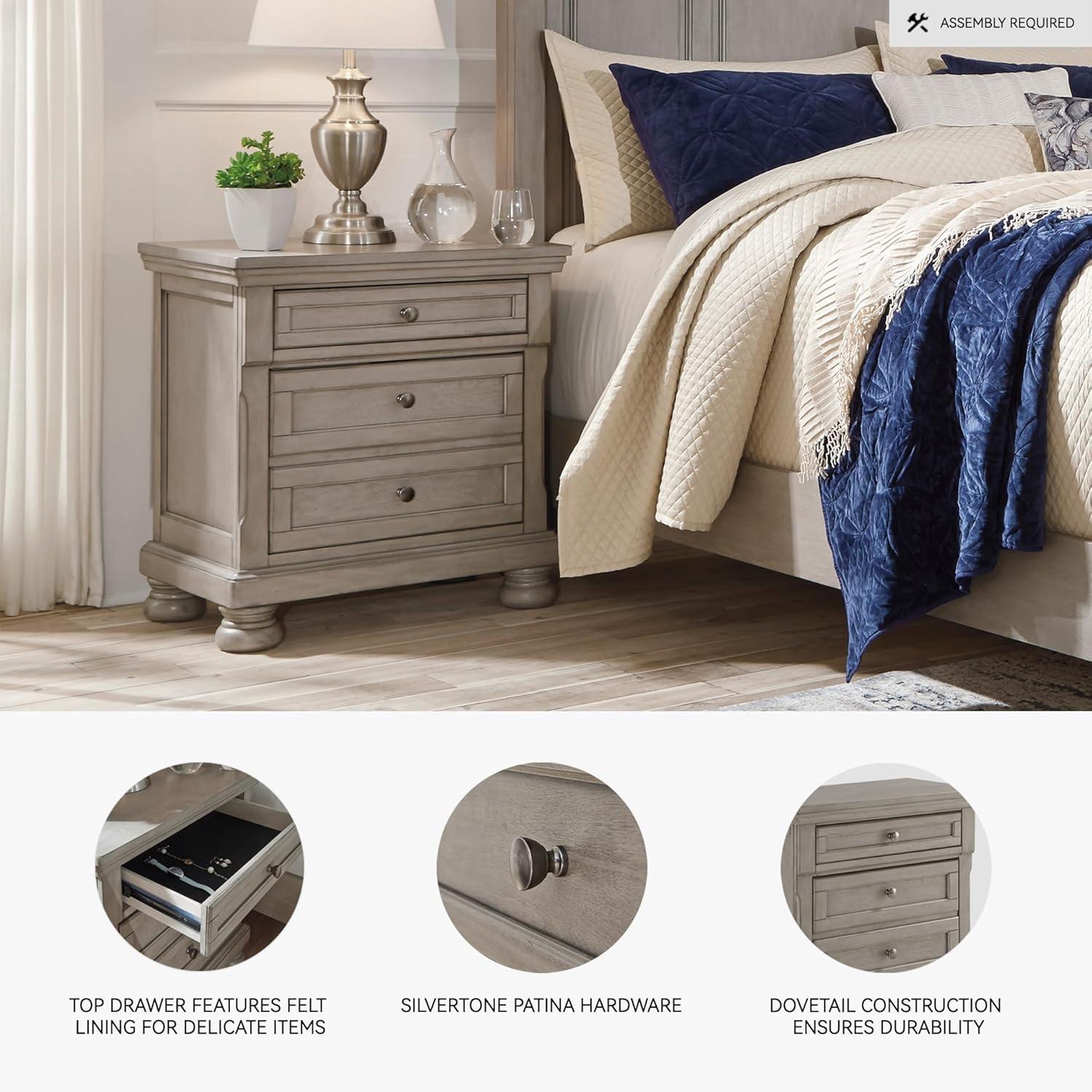 imageSignature Design by Ashley Lettner Modern Traditional 2 Drawer Nightstand 3013quot Tall Light GrayGraywash
