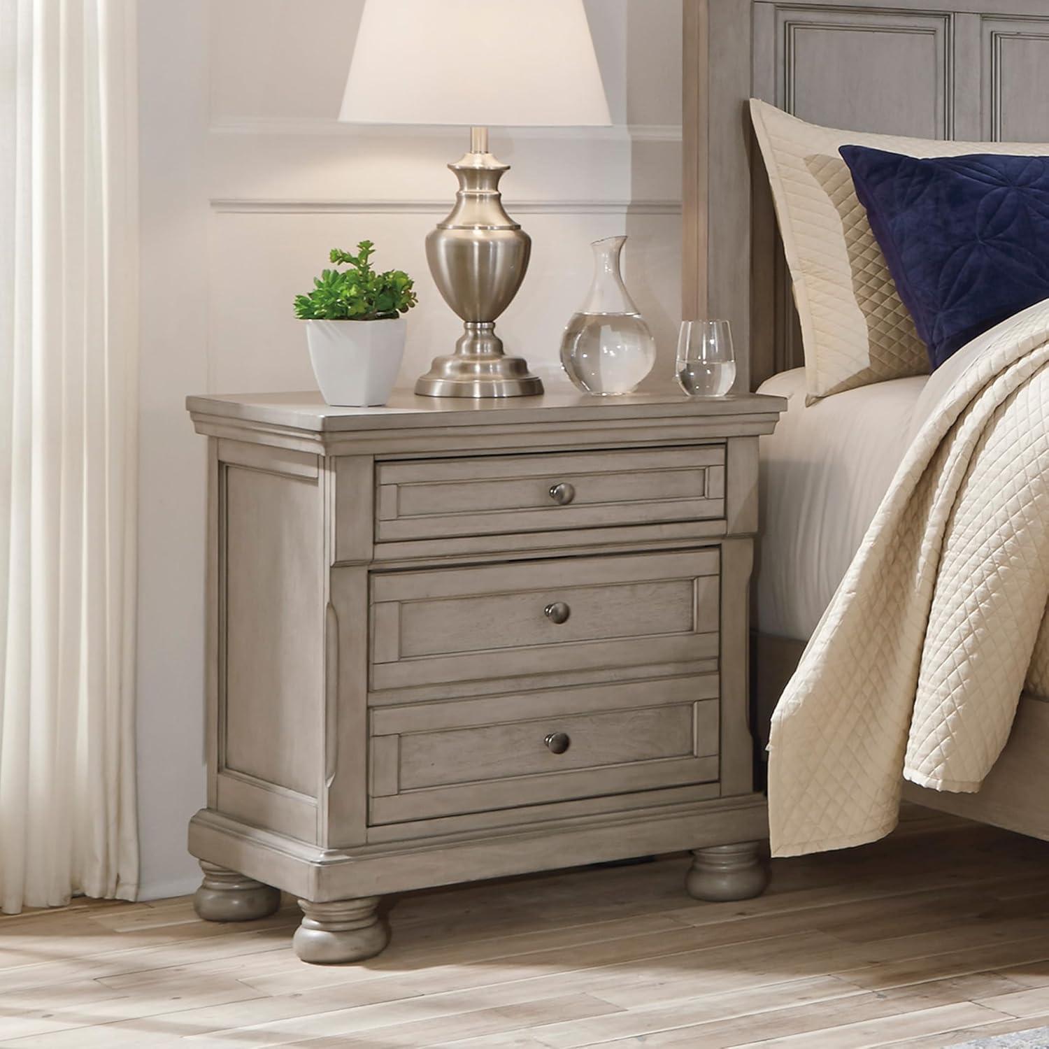 imageSignature Design by Ashley Lettner Modern Traditional 2 Drawer Nightstand 3013quot Tall Light GrayGraywash