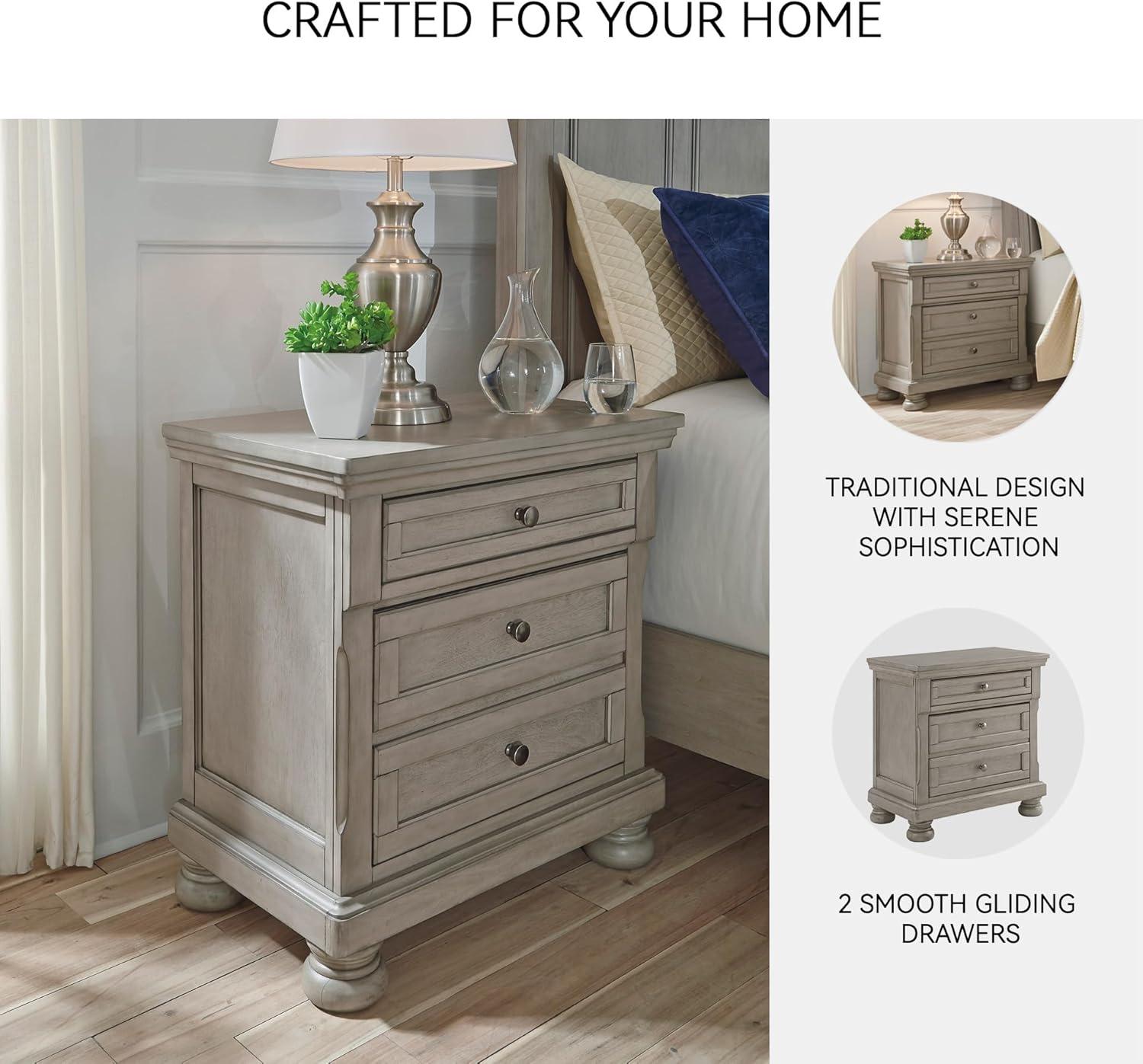 imageSignature Design by Ashley Lettner Modern Traditional 2 Drawer Nightstand 3013quot Tall Light GrayGraywash
