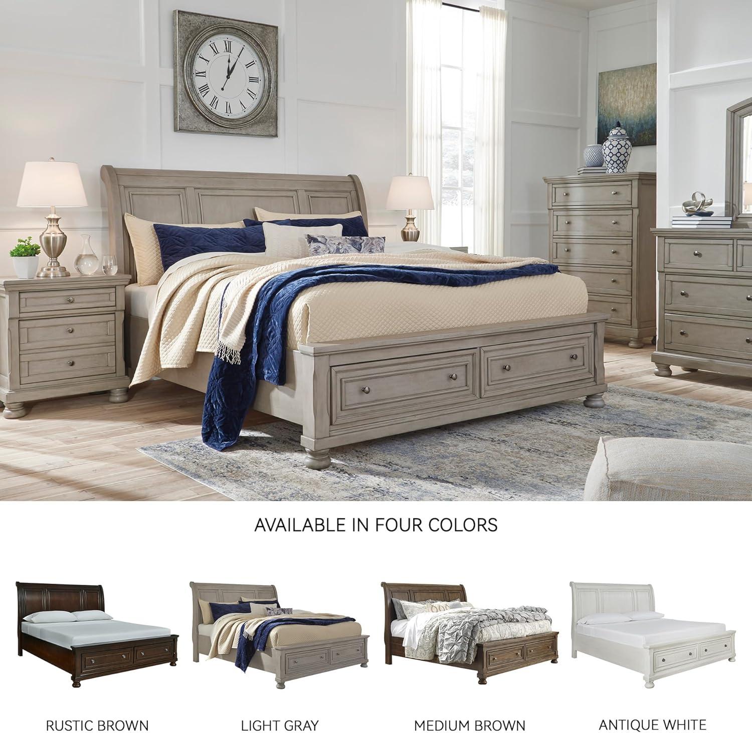 imageSignature Design by Ashley Lettner Traditional SmoothGliding 7Drawer Dresser and Mirror with Safety Stop FeltLined Top Drawers and PullOut Tray Light GrayLight Gray